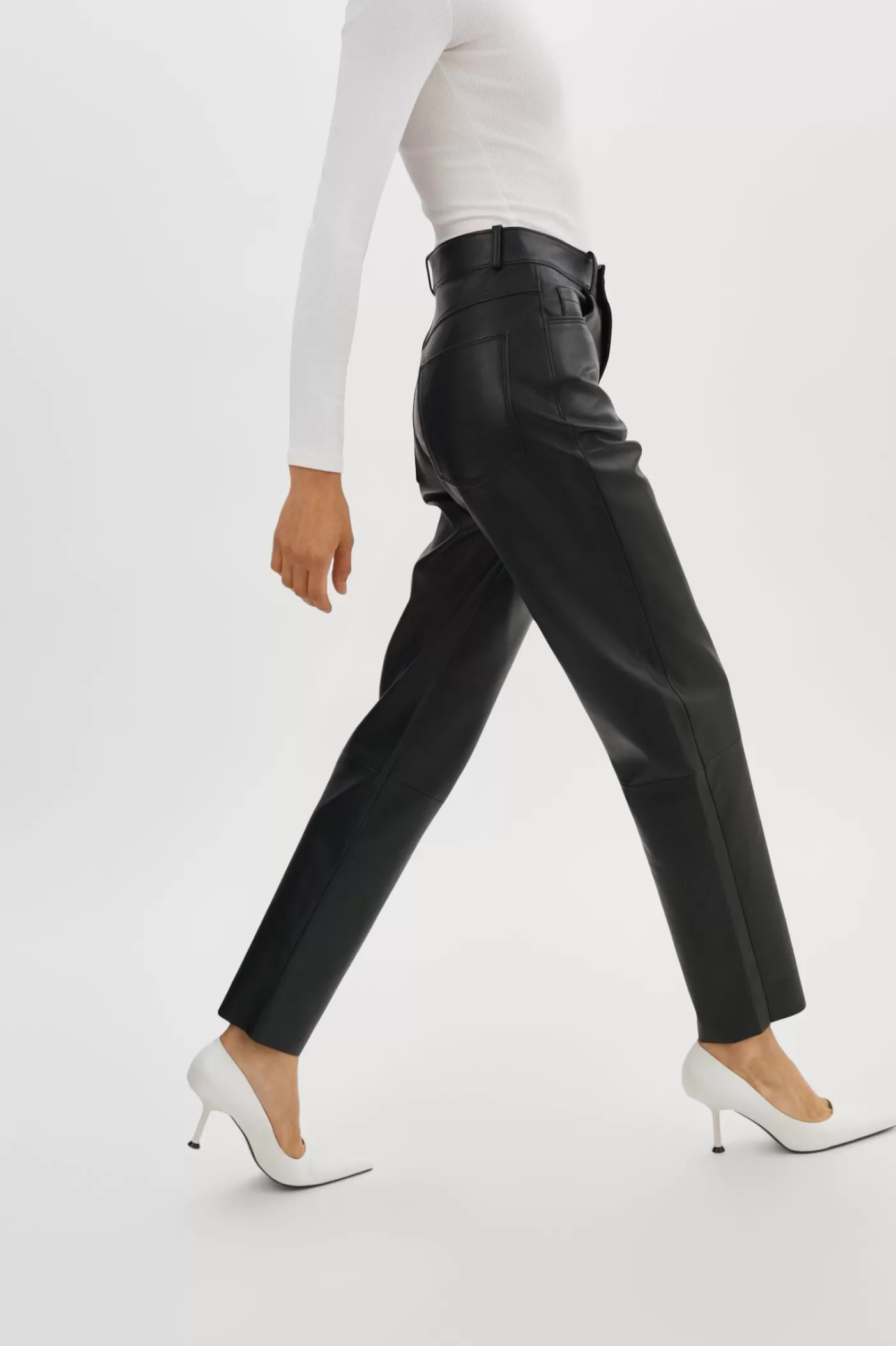 LAMARQUE ADELINE Pantalon En Cuir Noir New