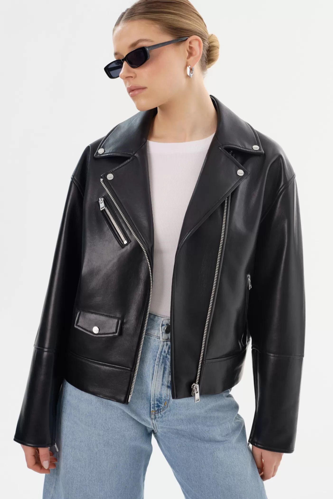 LAMARQUE ANDRADE | Recycled Leather Biker Jacket Black Store