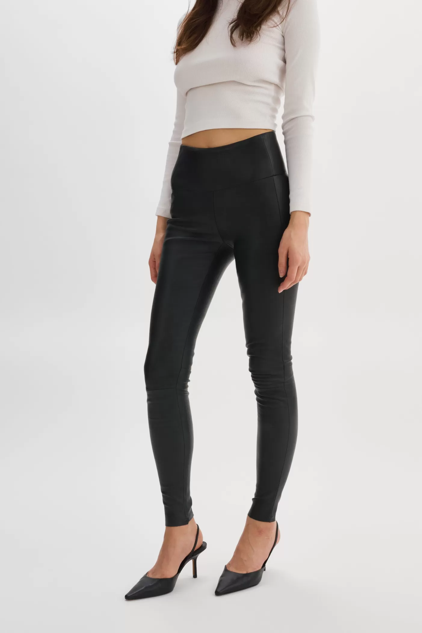 LAMARQUE ANI Legging Taille Haute En Cuir Noir Hot