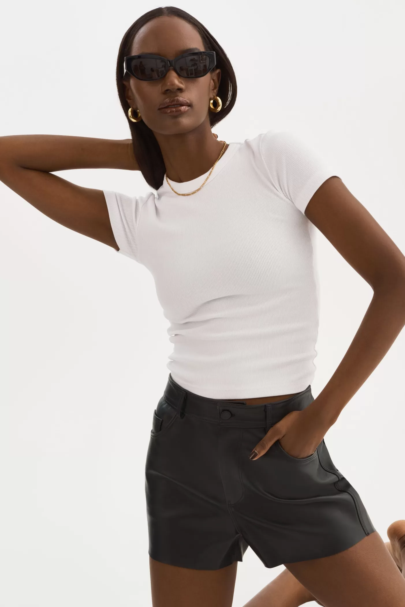 LAMARQUE ANIKA | Short à Taille Haute En Cuir Noir Shop