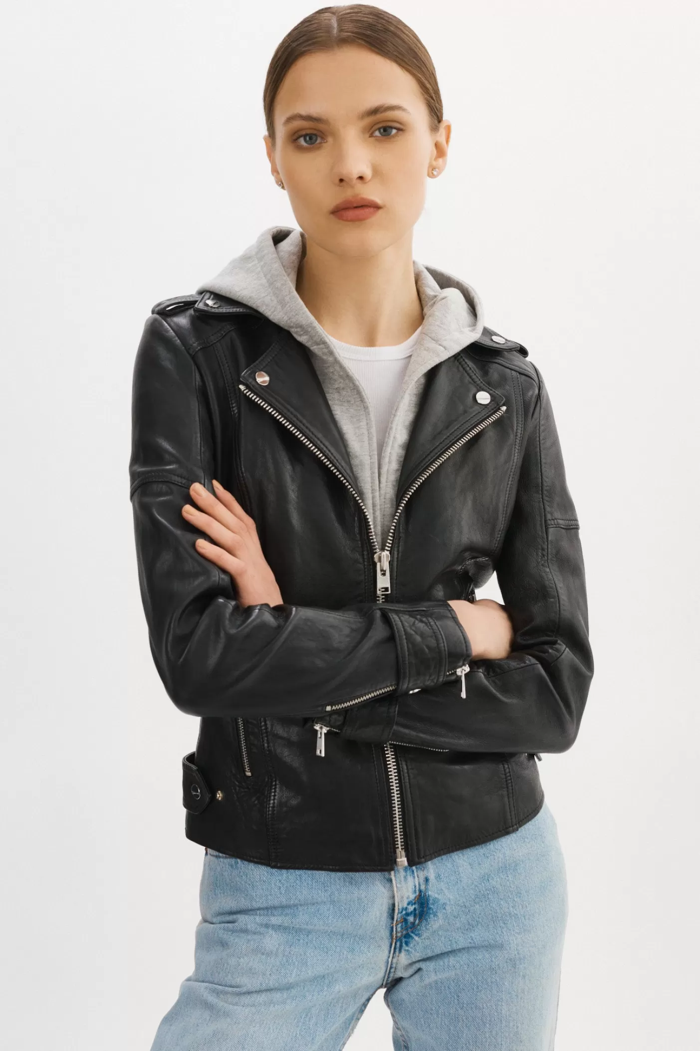 LAMARQUE ANNA Veste Moto En Cuir Convertible Noir Online