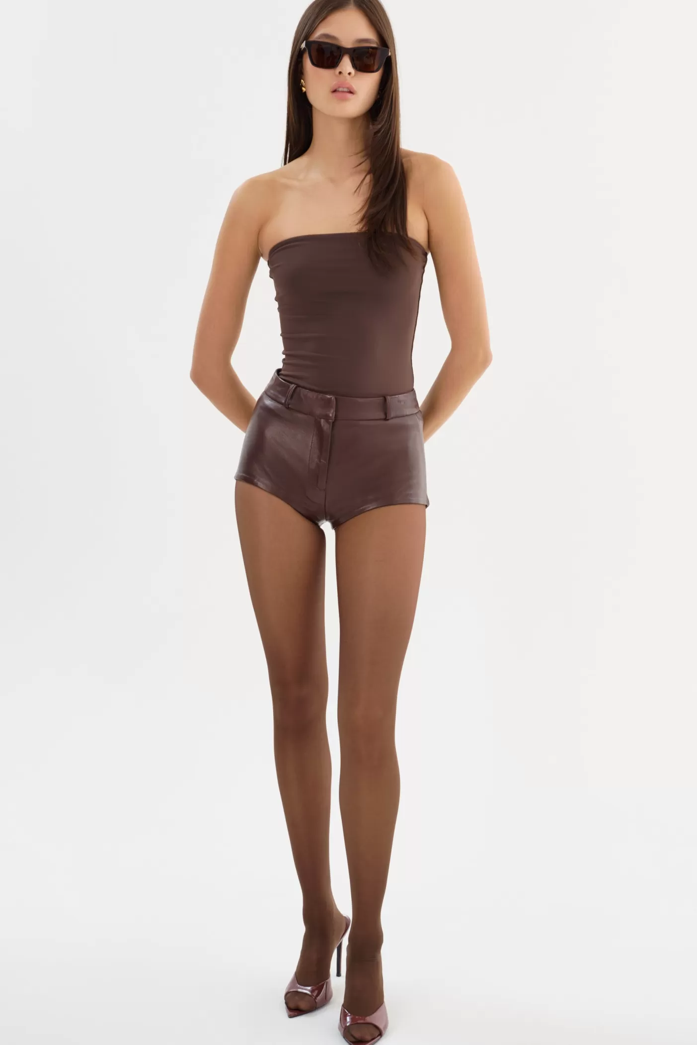 LAMARQUE ANNAISE | Short Chaud En Cuir MARRON CHOCOLAT Online