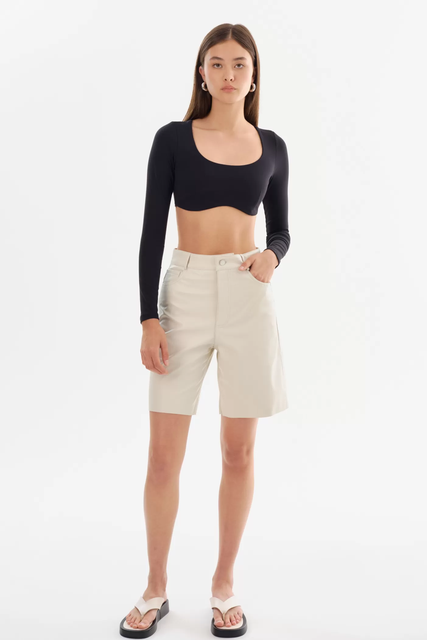 LAMARQUE ARAE | Faux Leather Shorts Bone Best Sale