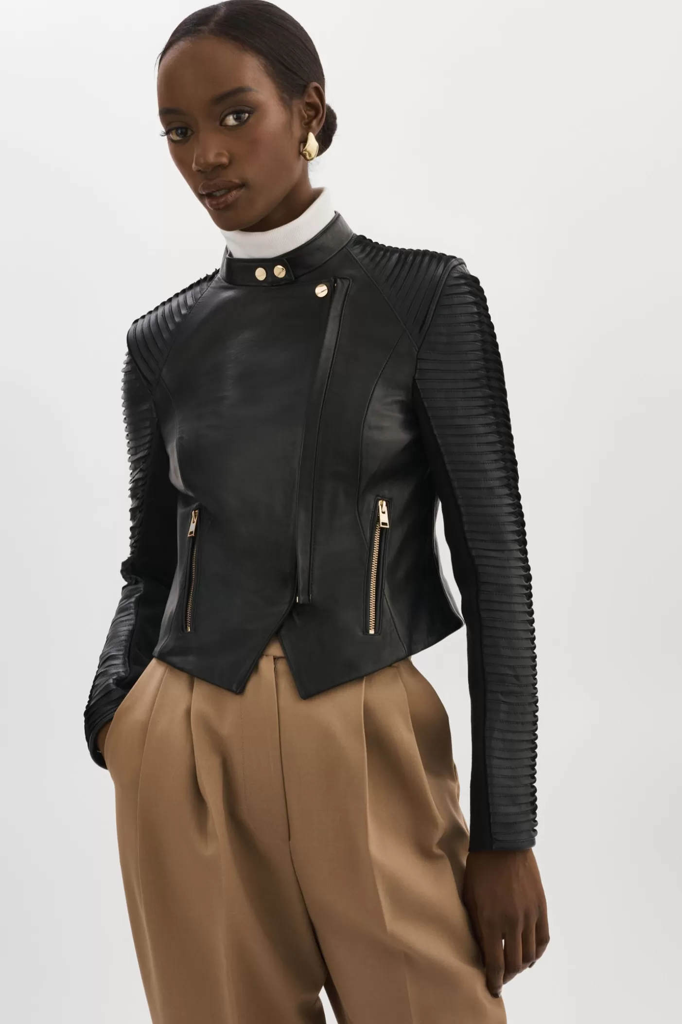 LAMARQUE AZRA GOLD | Leather Biker Jacket Black Sale