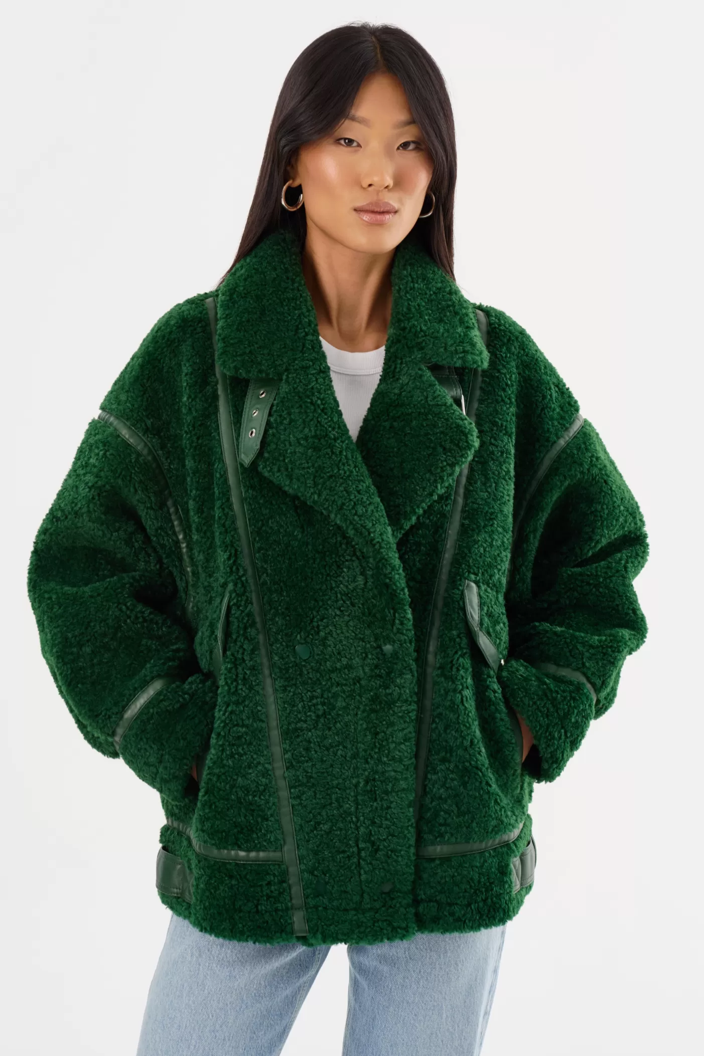 LAMARQUE BADU | Oversized Faux Shearling Jacket Green Fashion