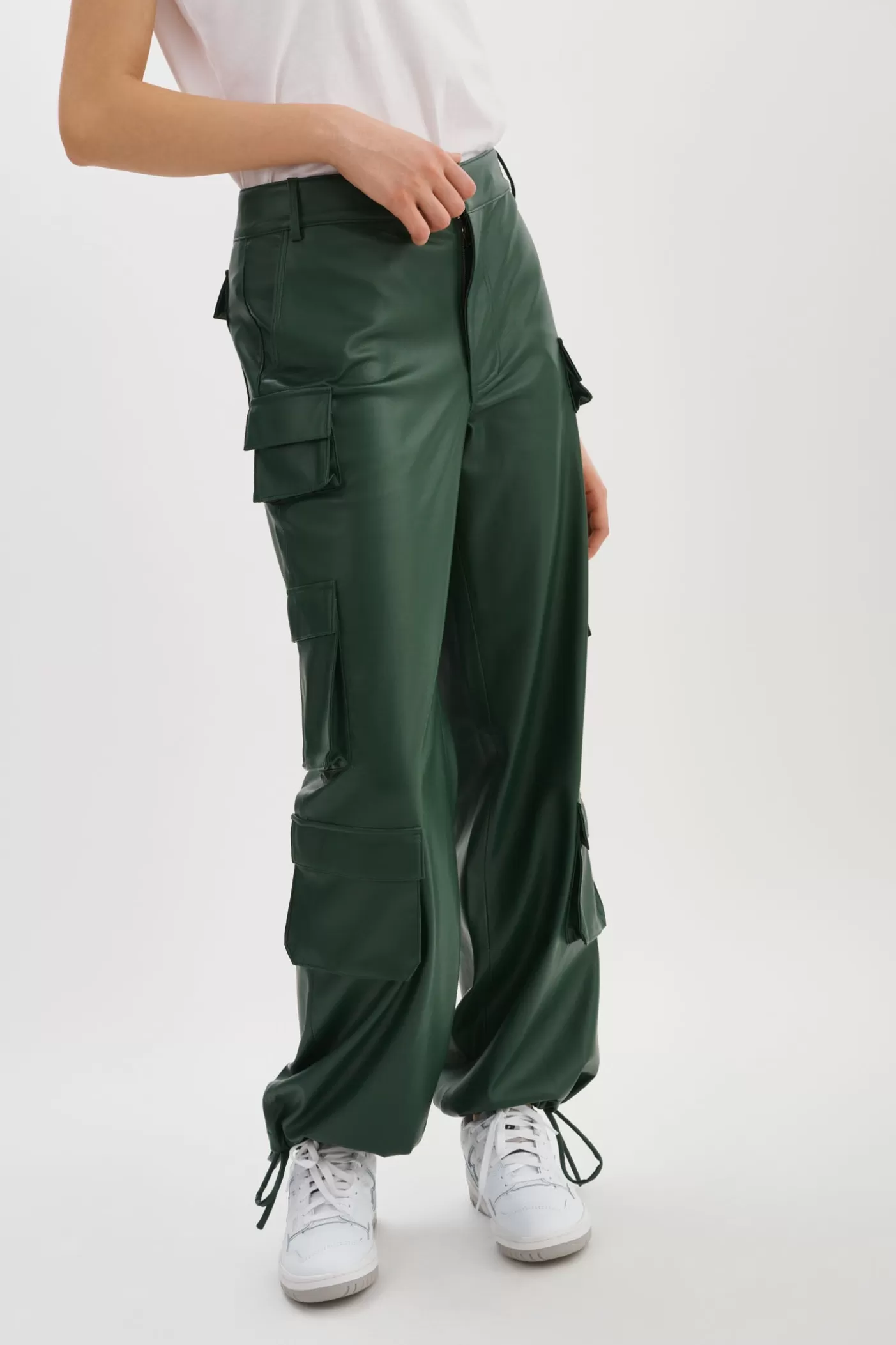 LAMARQUE BOBBI | Pantalon Cargo En Similicuir Vert alpin Outlet