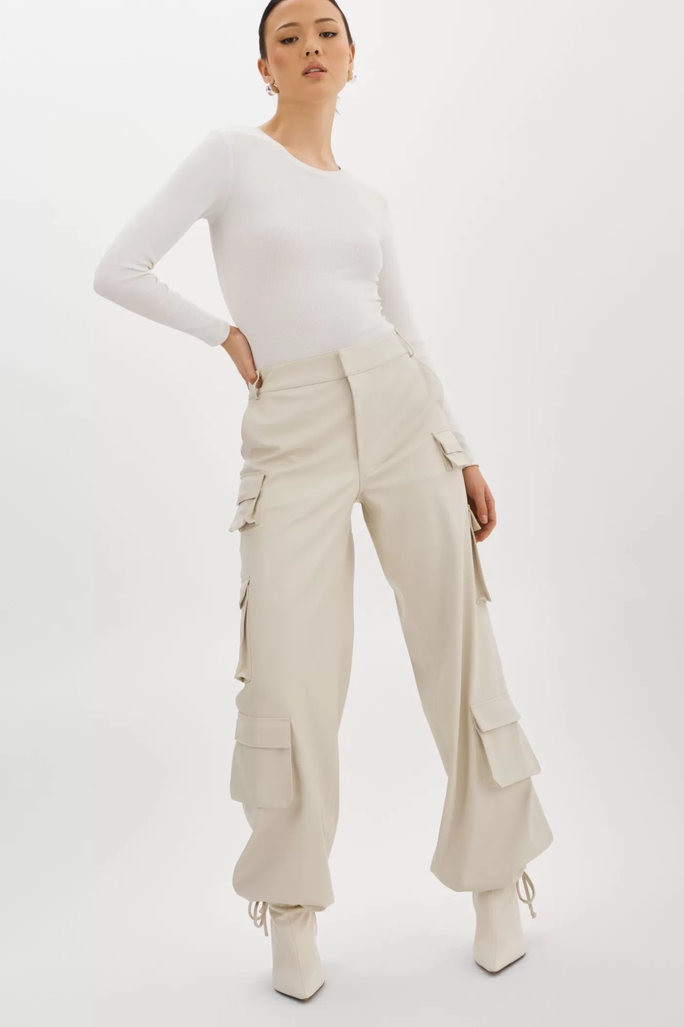 LAMARQUE BOBBI | Pantalon Cargo En Similicuir Os Best Sale