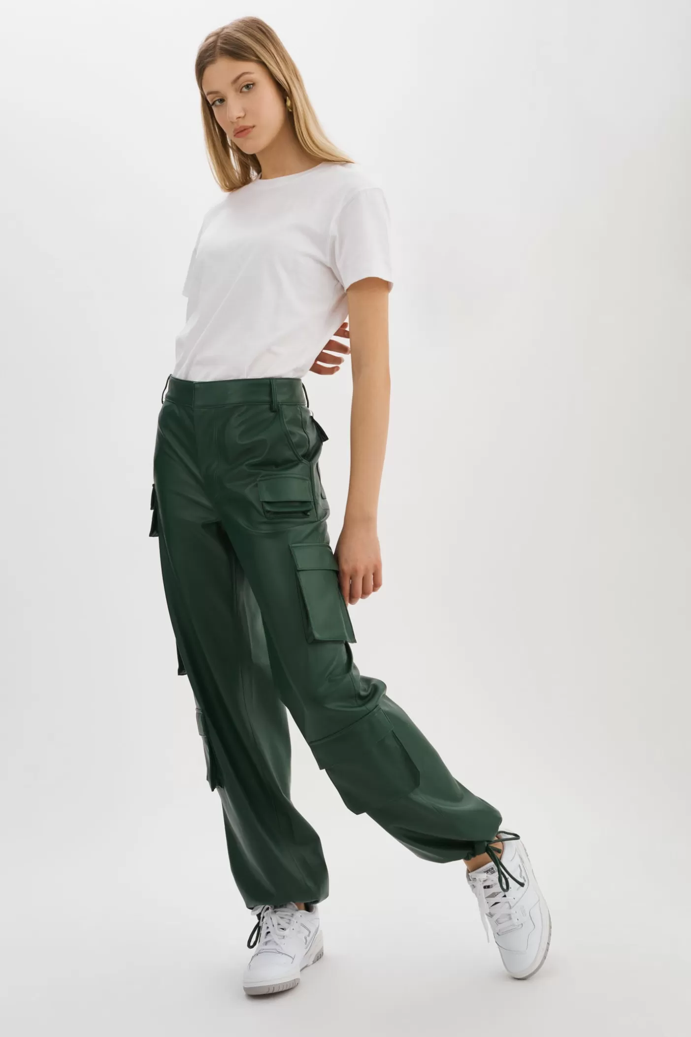 LAMARQUE BOBBI | Pantalon Cargo En Similicuir Vert alpin Outlet