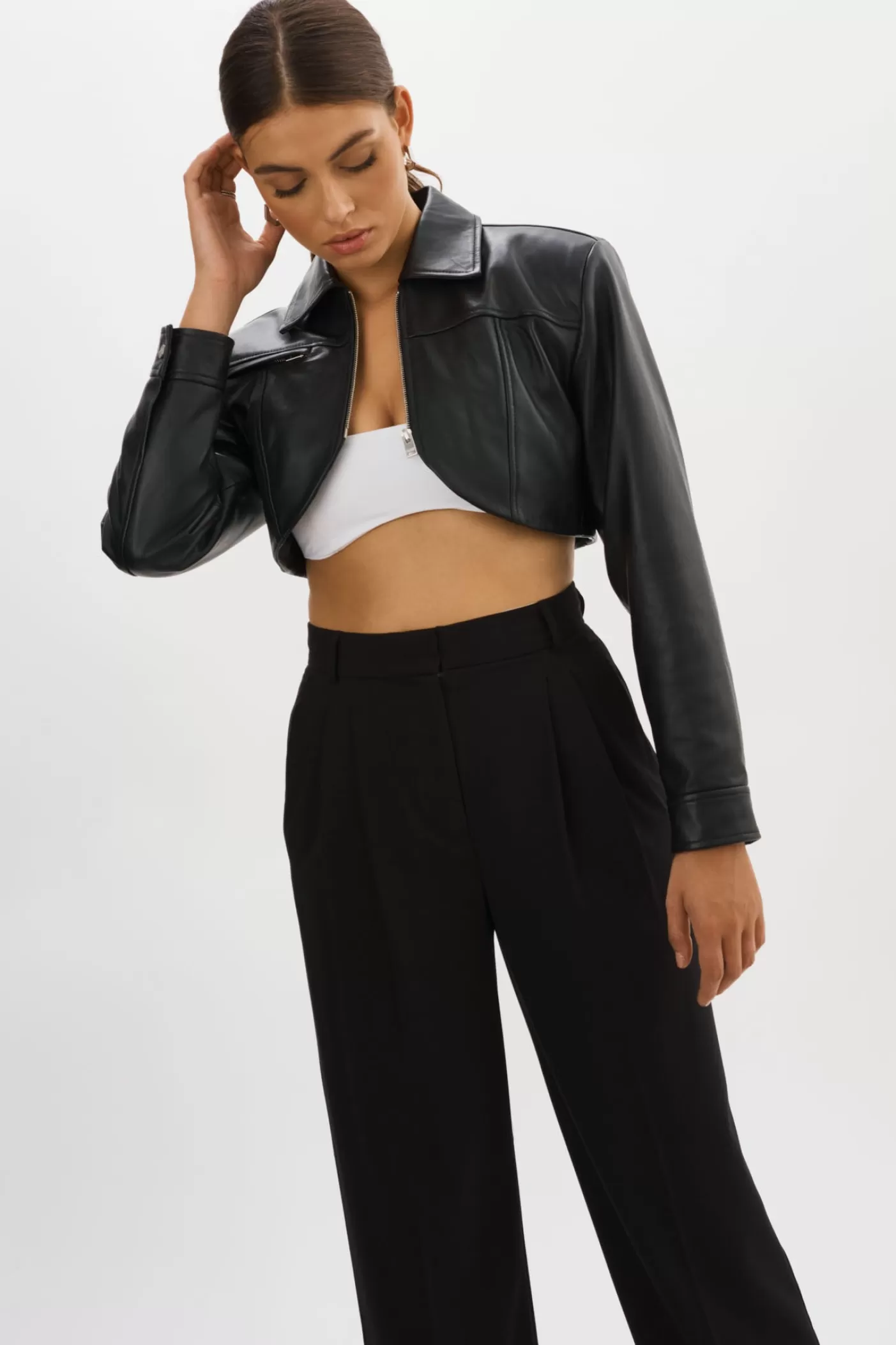 LAMARQUE BRIELLE | Veste Courte En Cuir Noir Sale