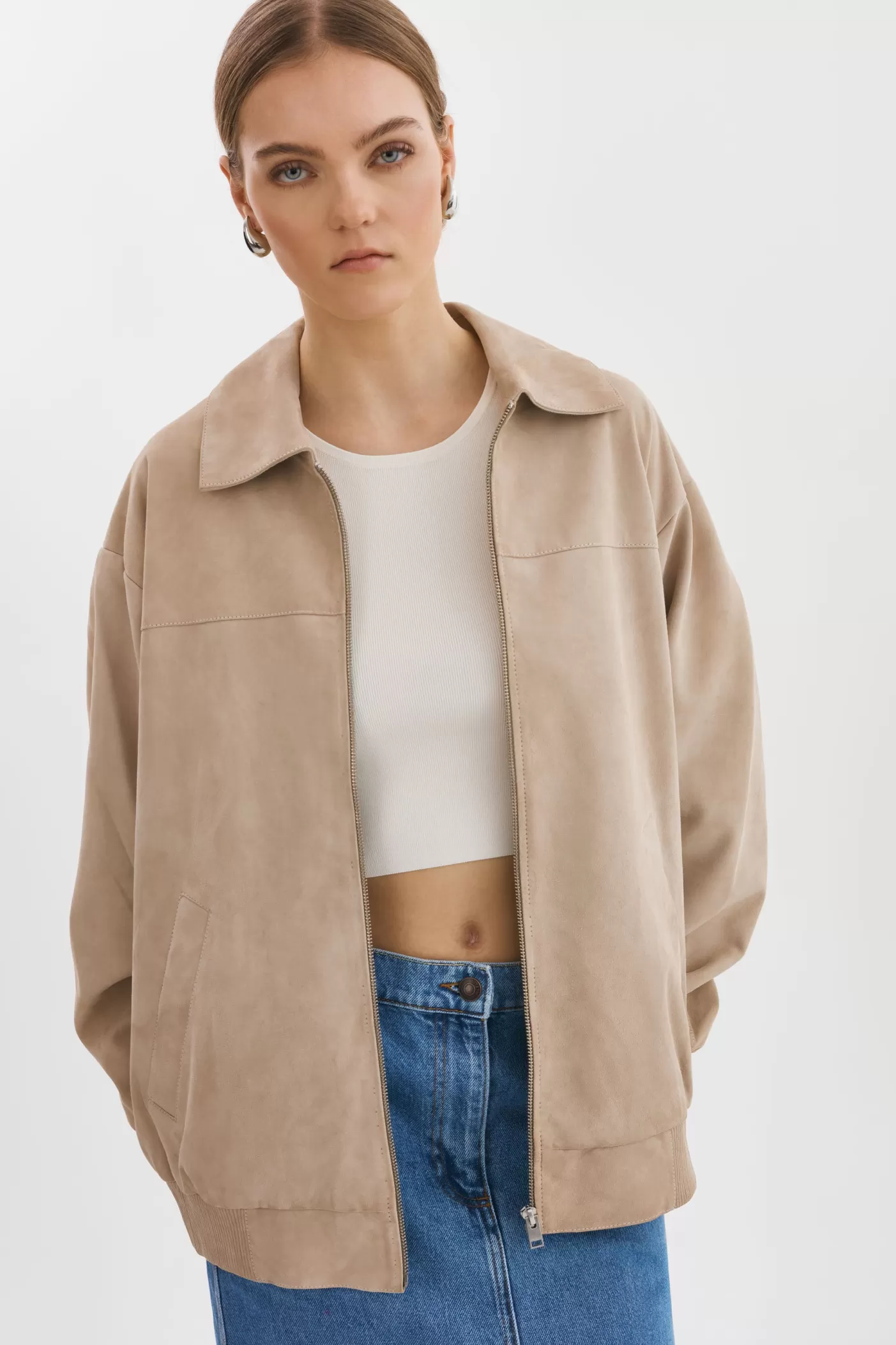 LAMARQUE CADEN | Blouson Bombardier Oversize En Daim Sable Store