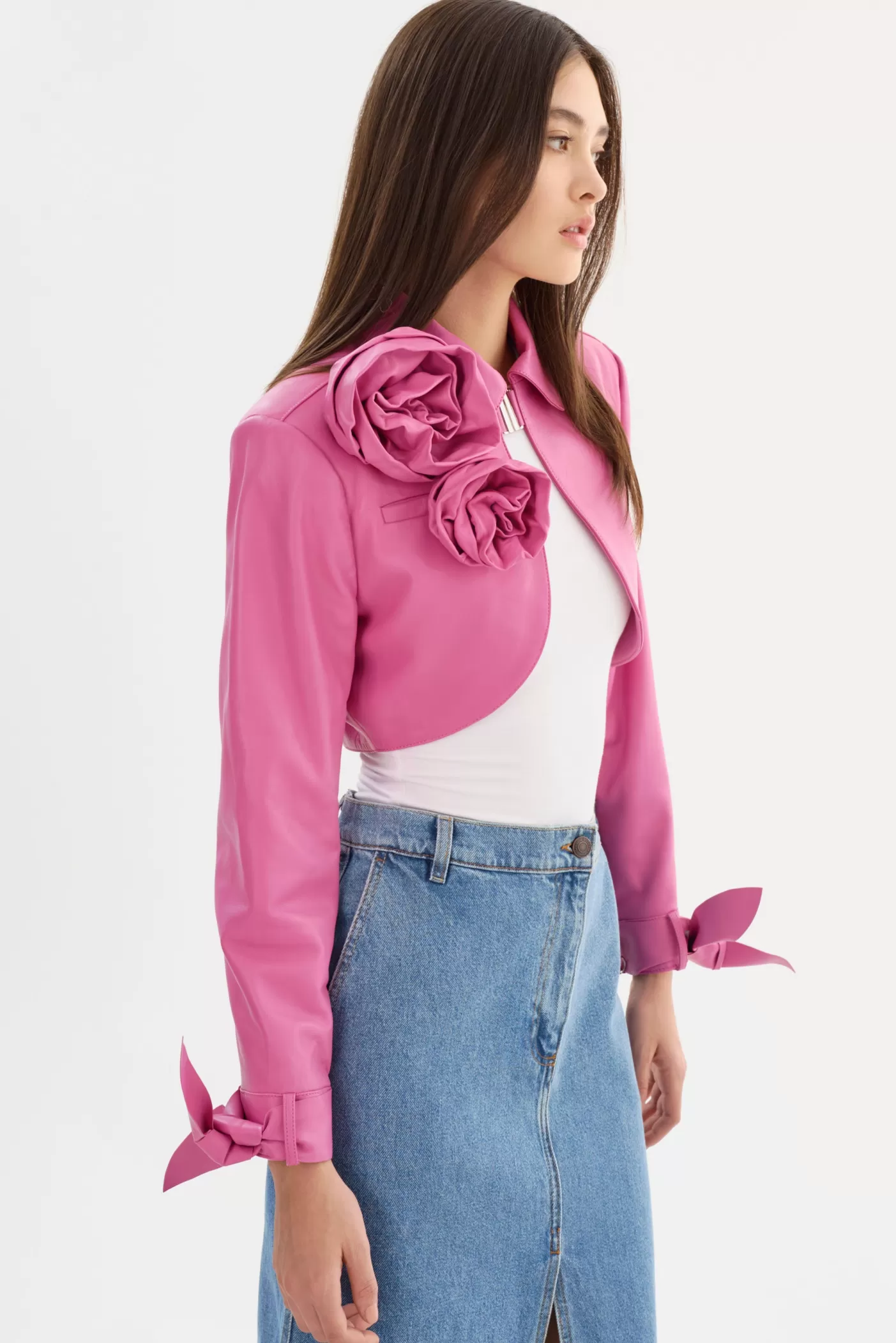 LAMARQUE CALISTA | Appliqué Leather Bolero Super Pink Store