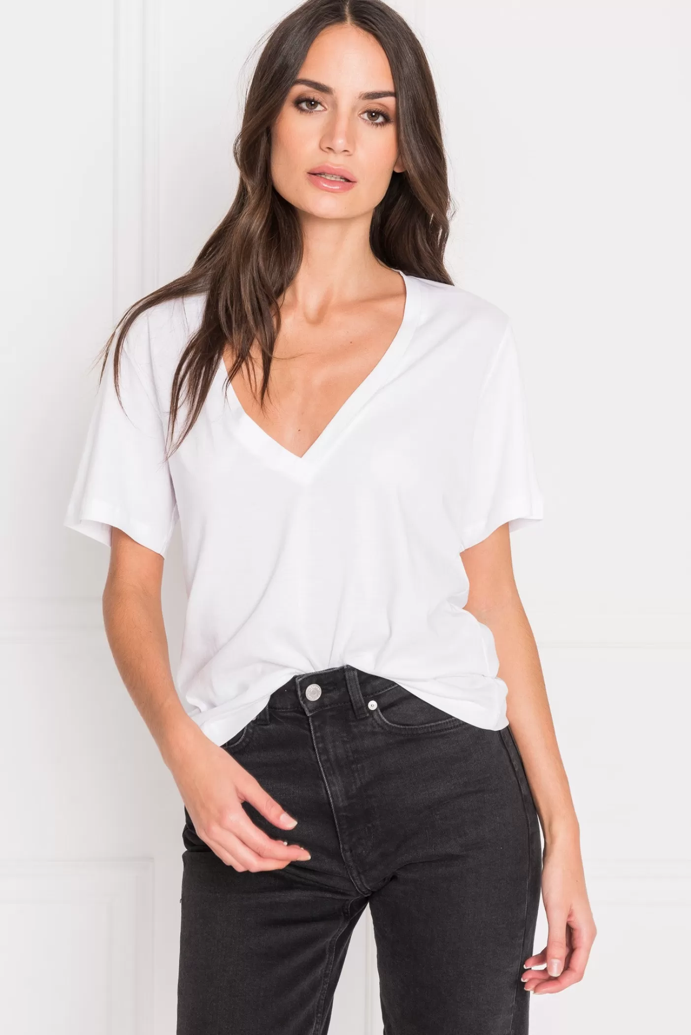 LAMARQUE CECILIA T-shirt Décolleté Plongeant Blanc Flash Sale