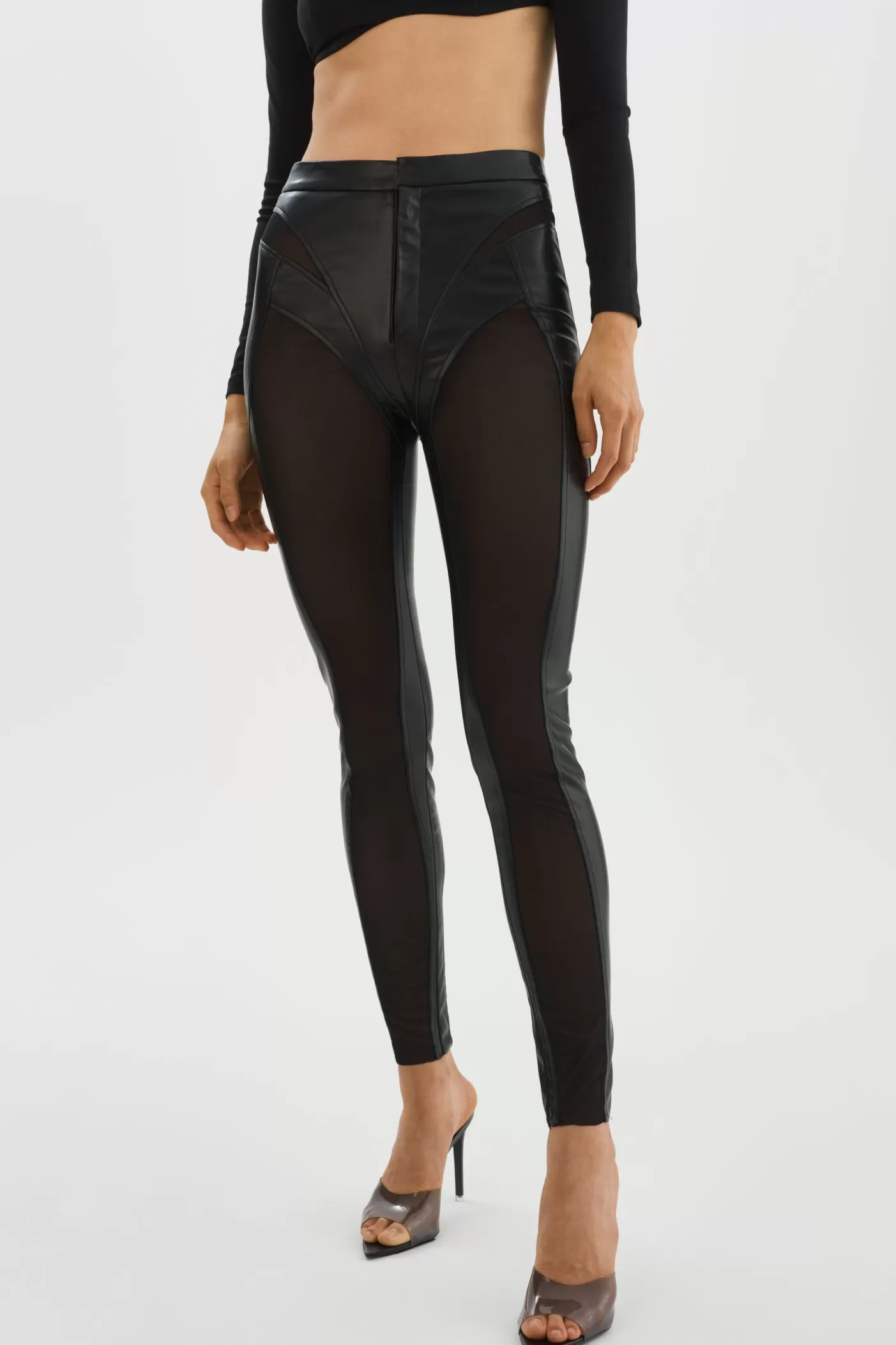 LAMARQUE CELICIA | Leggings En Faux Cuir Et Maille Noir Clearance