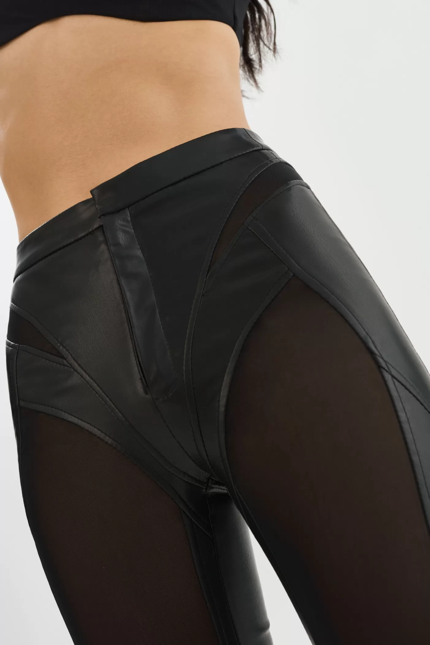 LAMARQUE CELICIA | Leggings En Faux Cuir Et Maille Noir Clearance