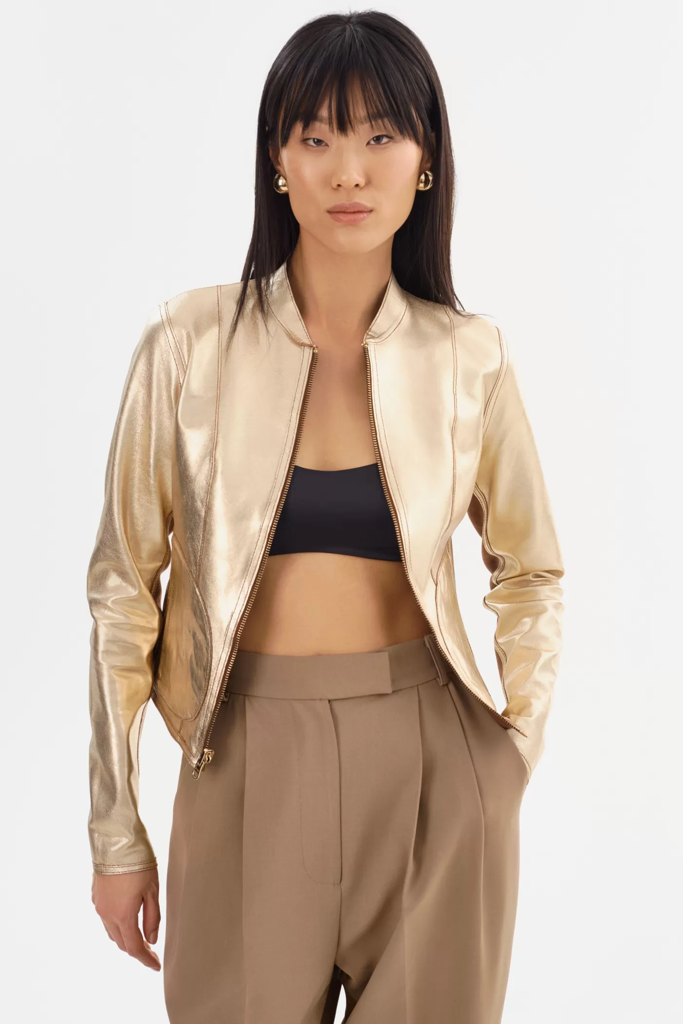 LAMARQUE CHAPIN | Reversible Leather Bomber Luggage/Gold Fashion