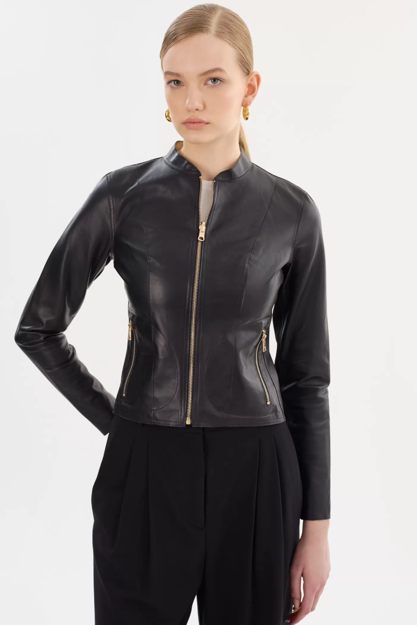 LAMARQUE CHAPIN Blouson En Cuir Noir Et Or Réversible Or noir Fashion