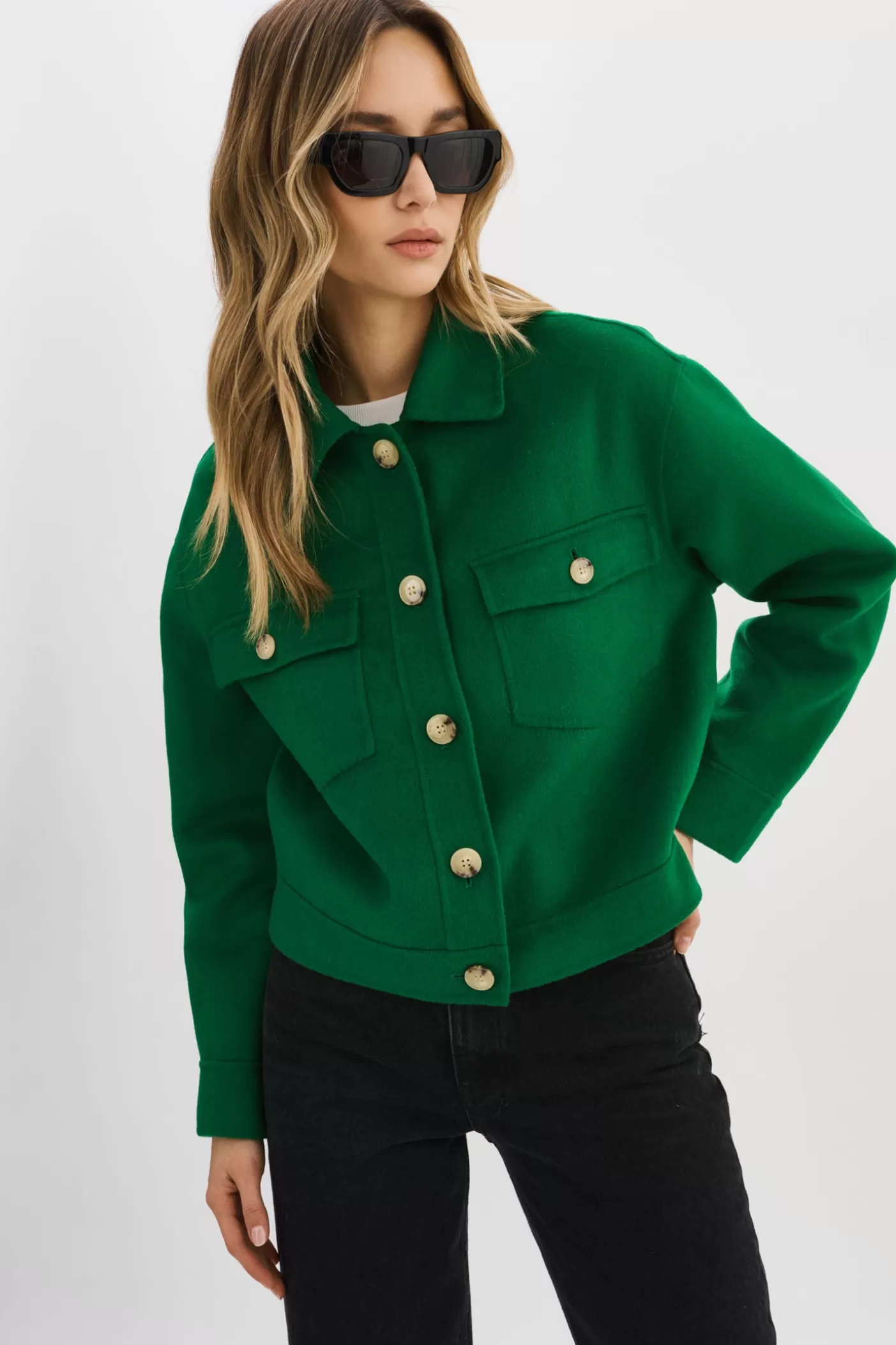 LAMARQUE CHRISTINE | Veste En Laine VERT VIBRANT New