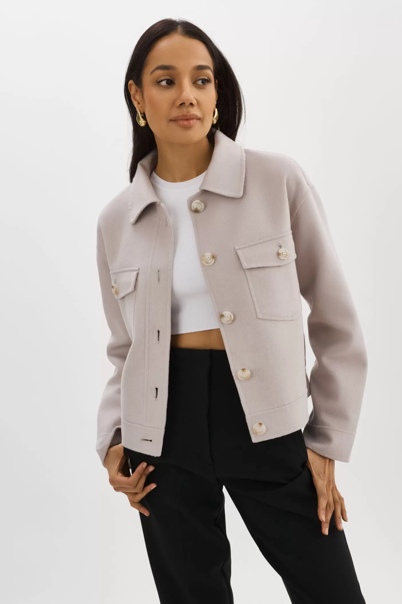 LAMARQUE CHRISTINE | Veste En Laine GRIS PLUME Best Sale