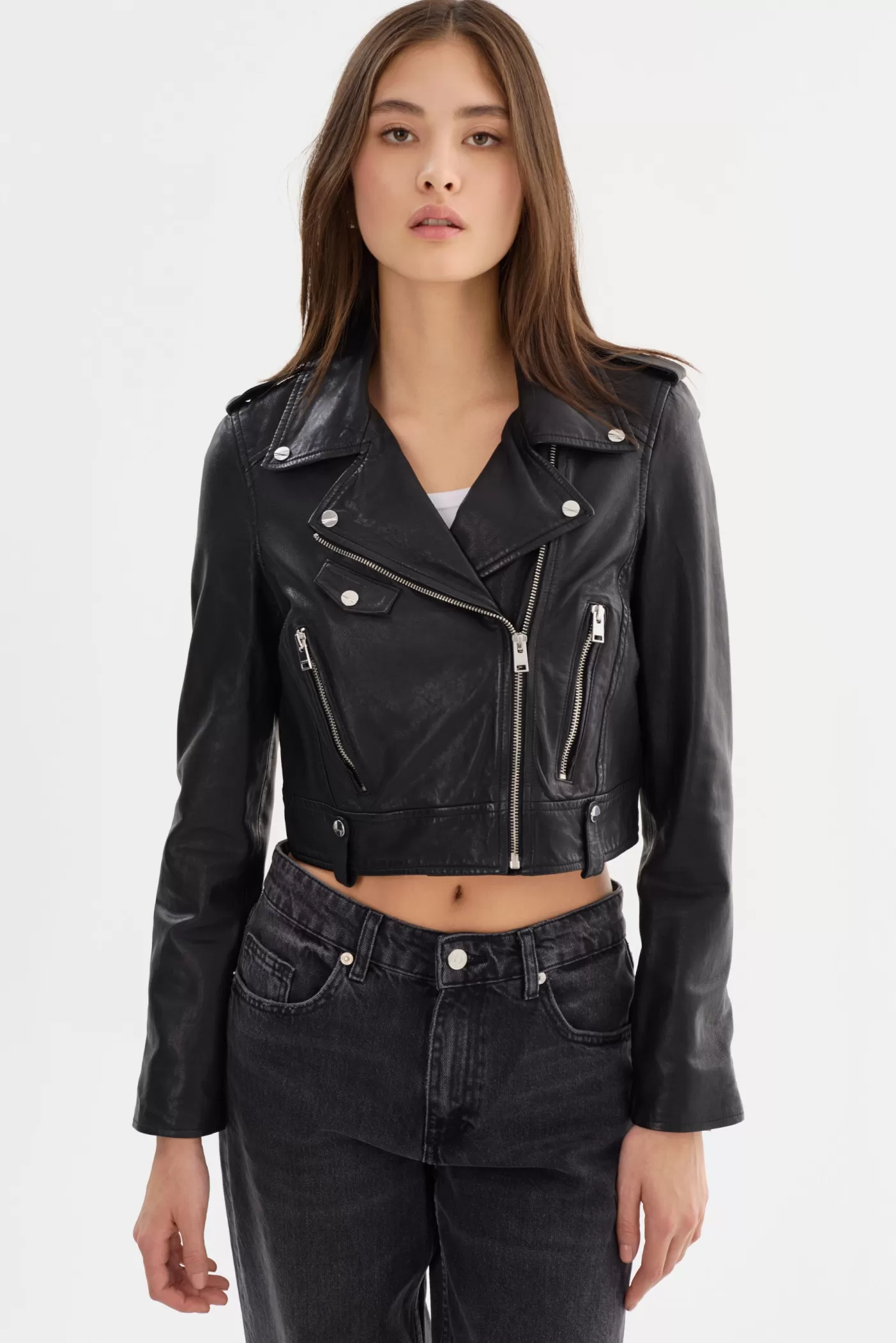 LAMARQUE CIARA | Veste Motard Courte En Cuir Noir Best Sale