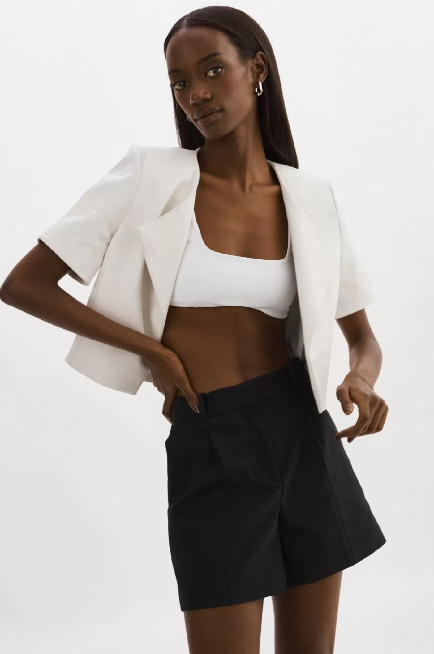 LAMARQUE DARIA | Cropped Leather Jacket White Best