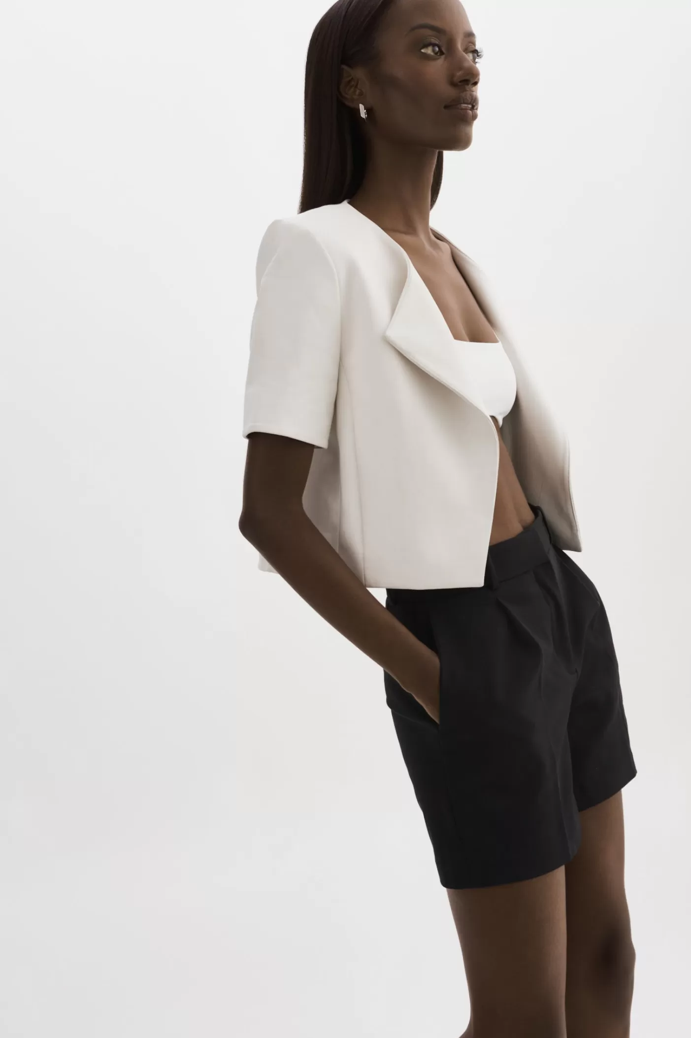 LAMARQUE DARIA | Cropped Leather Jacket White Best