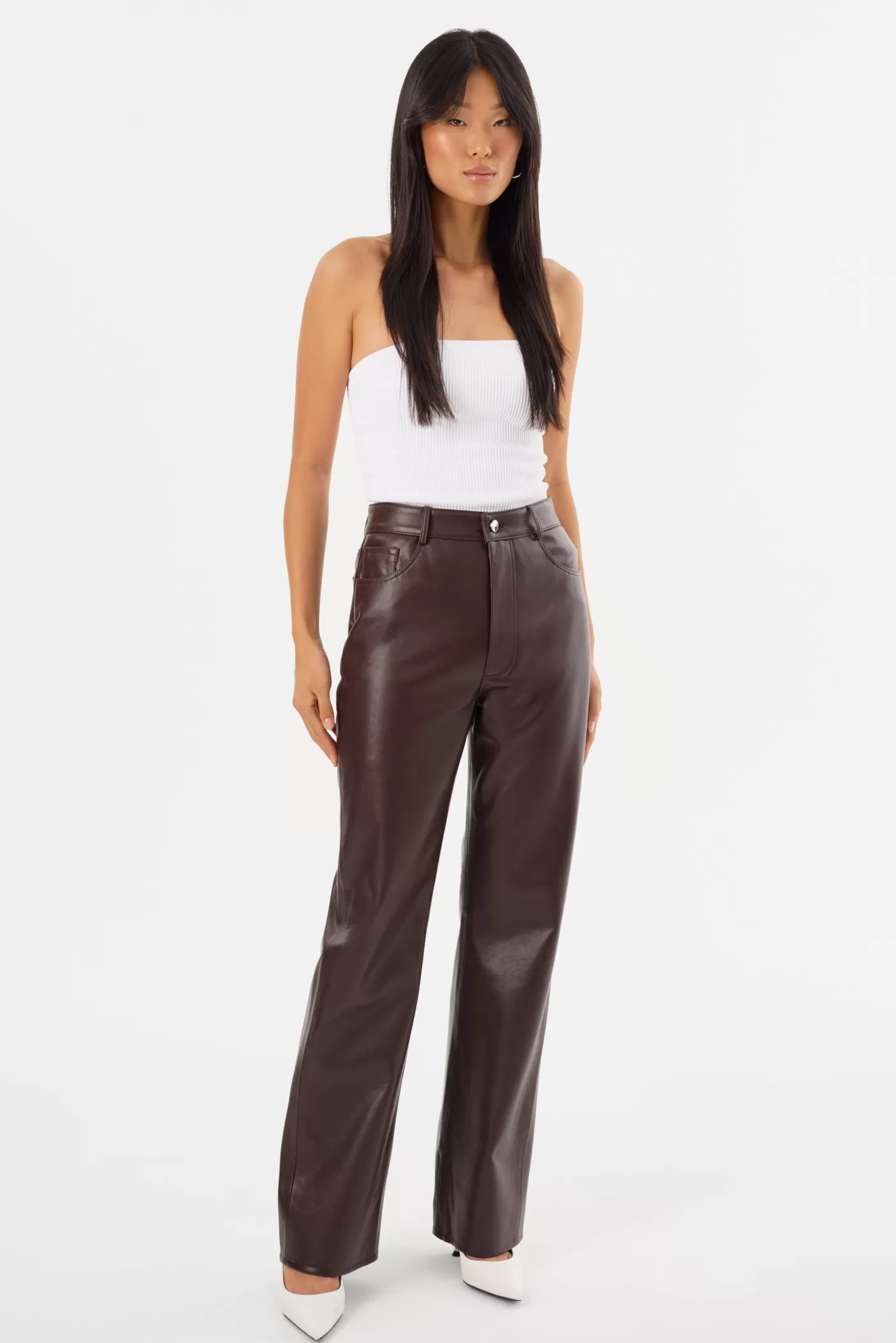 LAMARQUE DEMORA | Pantalon En Cuir Recyclé Acajou Cheap