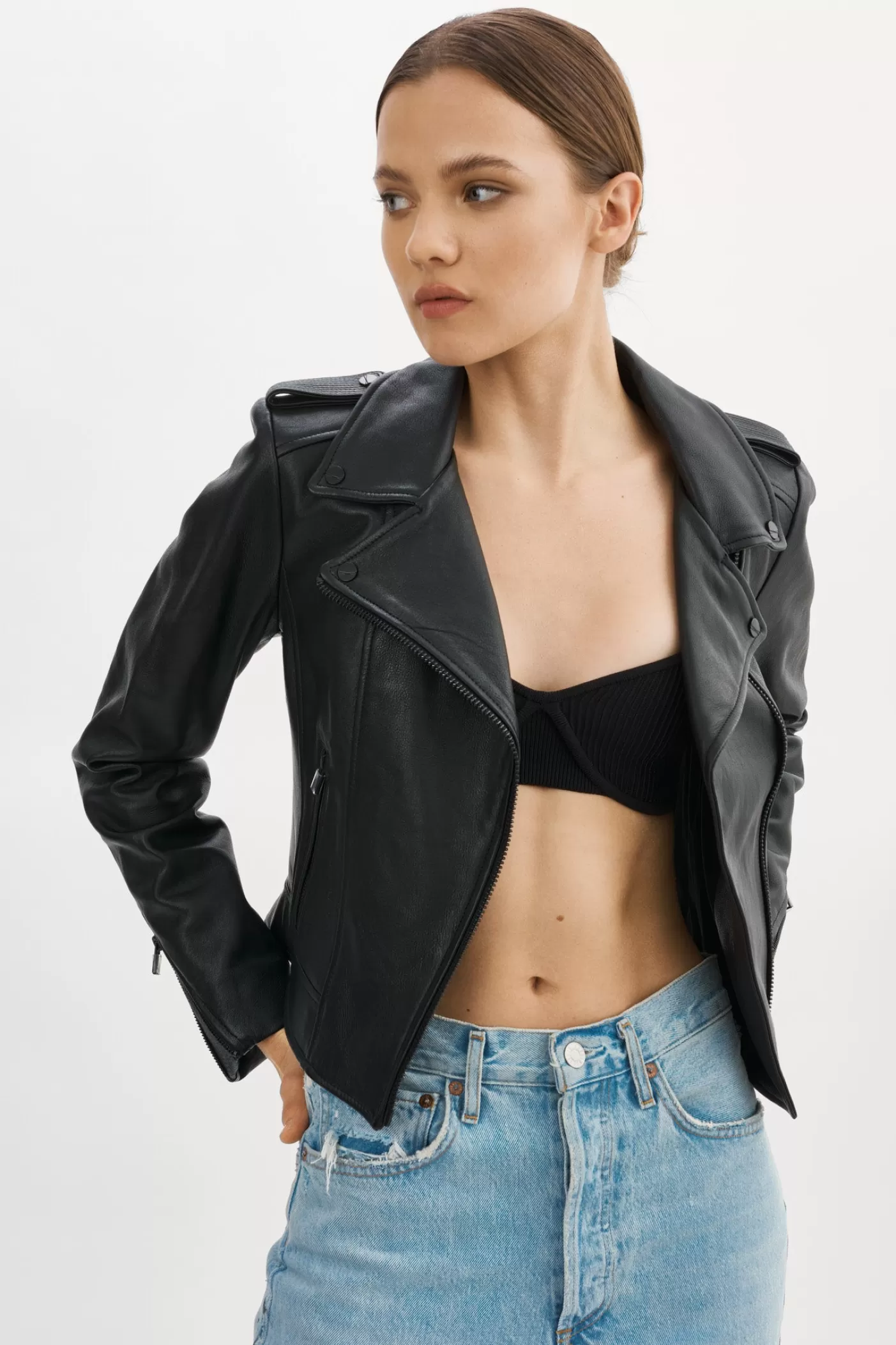 LAMARQUE DONNA | Veste Moto Signature En Cuir Noir noir Outlet