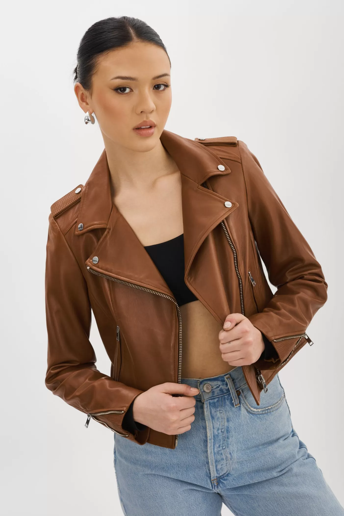 LAMARQUE DONNA | Veste Moto Signature En Cuir Bagage Cheap