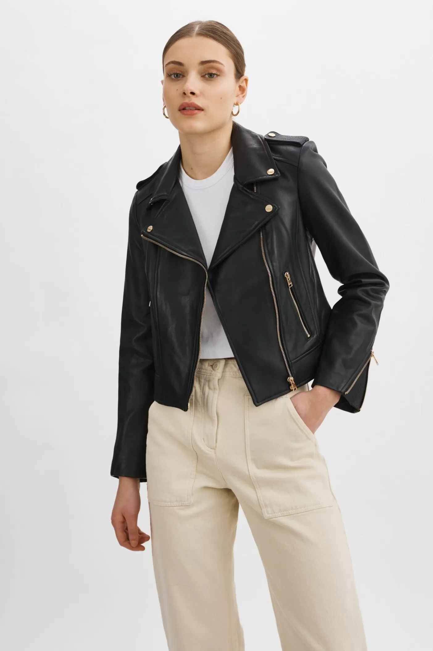 LAMARQUE DONNA OR | Veste Moto Signature Noir Best Sale