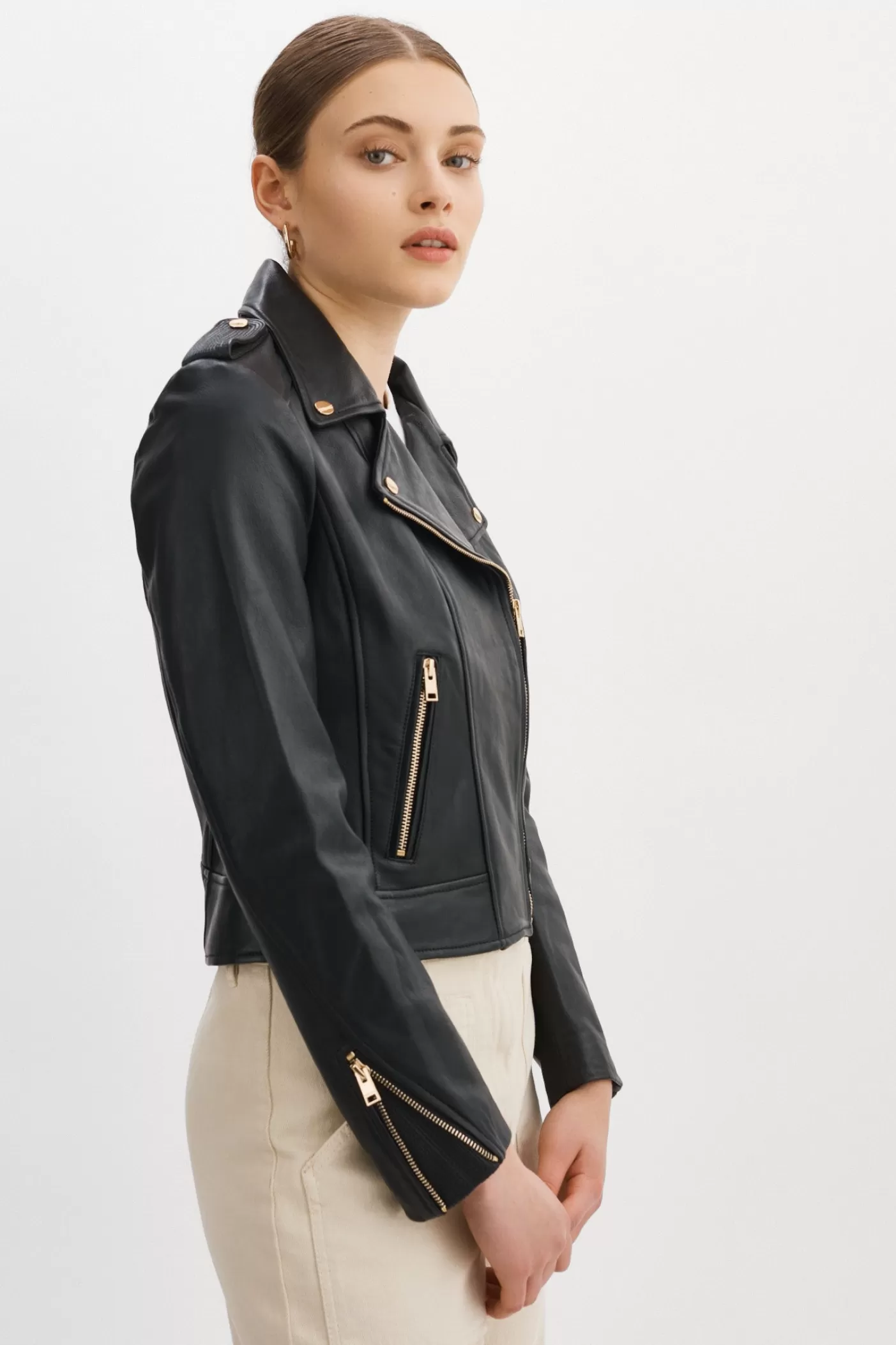 LAMARQUE DONNA OR | Veste Moto Signature Noir Best Sale