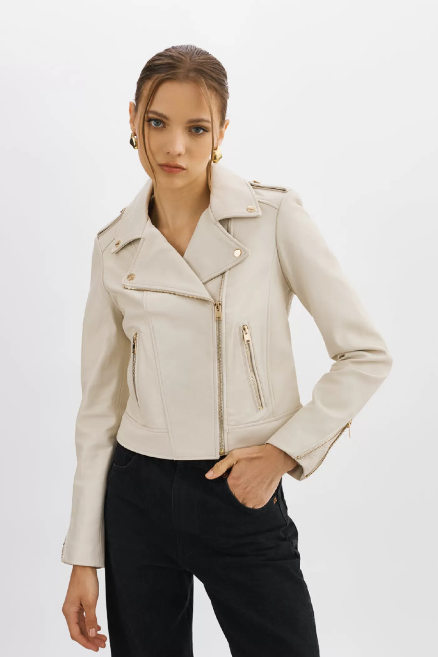 LAMARQUE DONNA OR | Veste Moto Signature En Cuir Os Best Sale