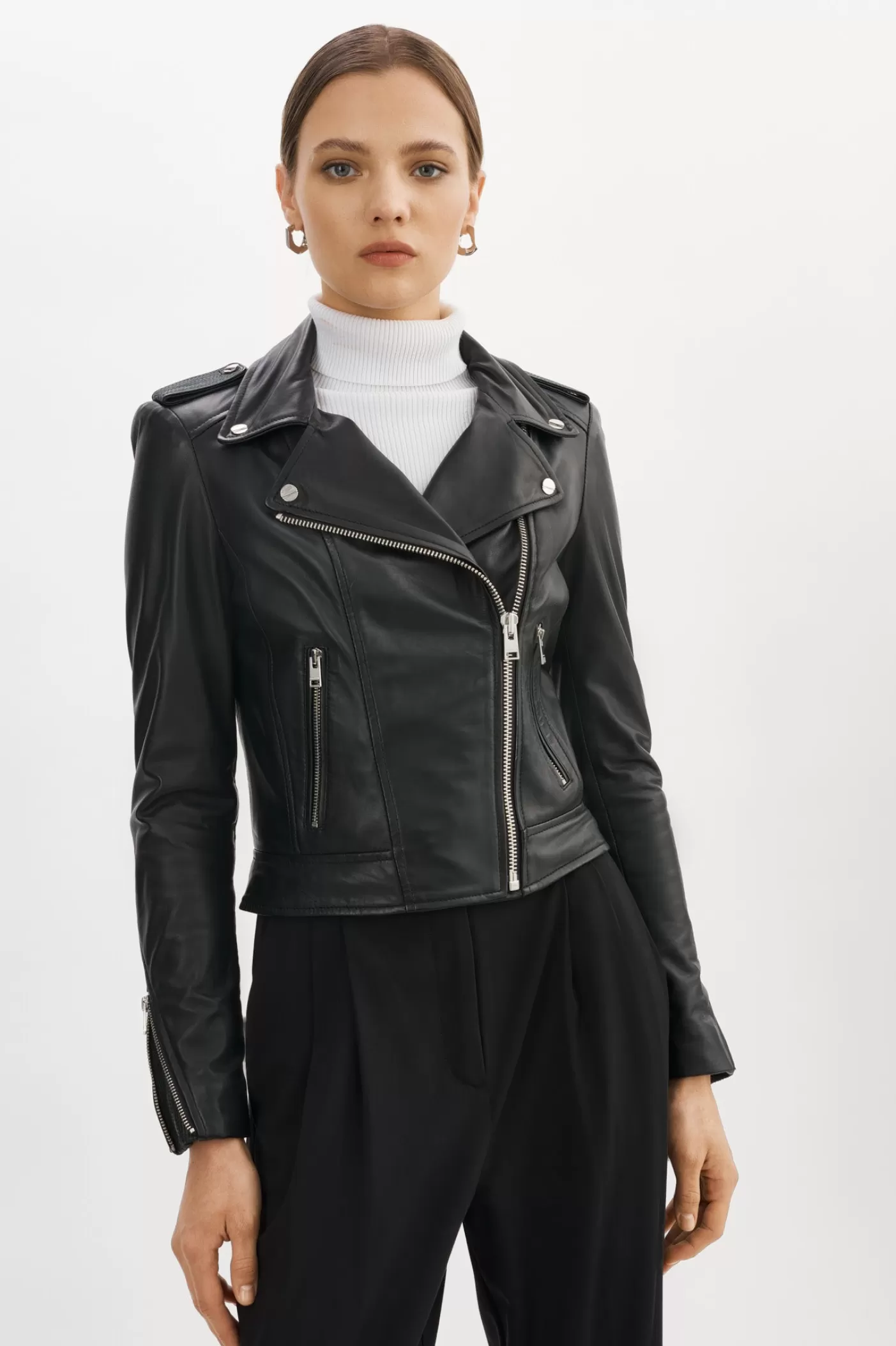 LAMARQUE DONNA Veste Moto Signature En Cuir Noir Best