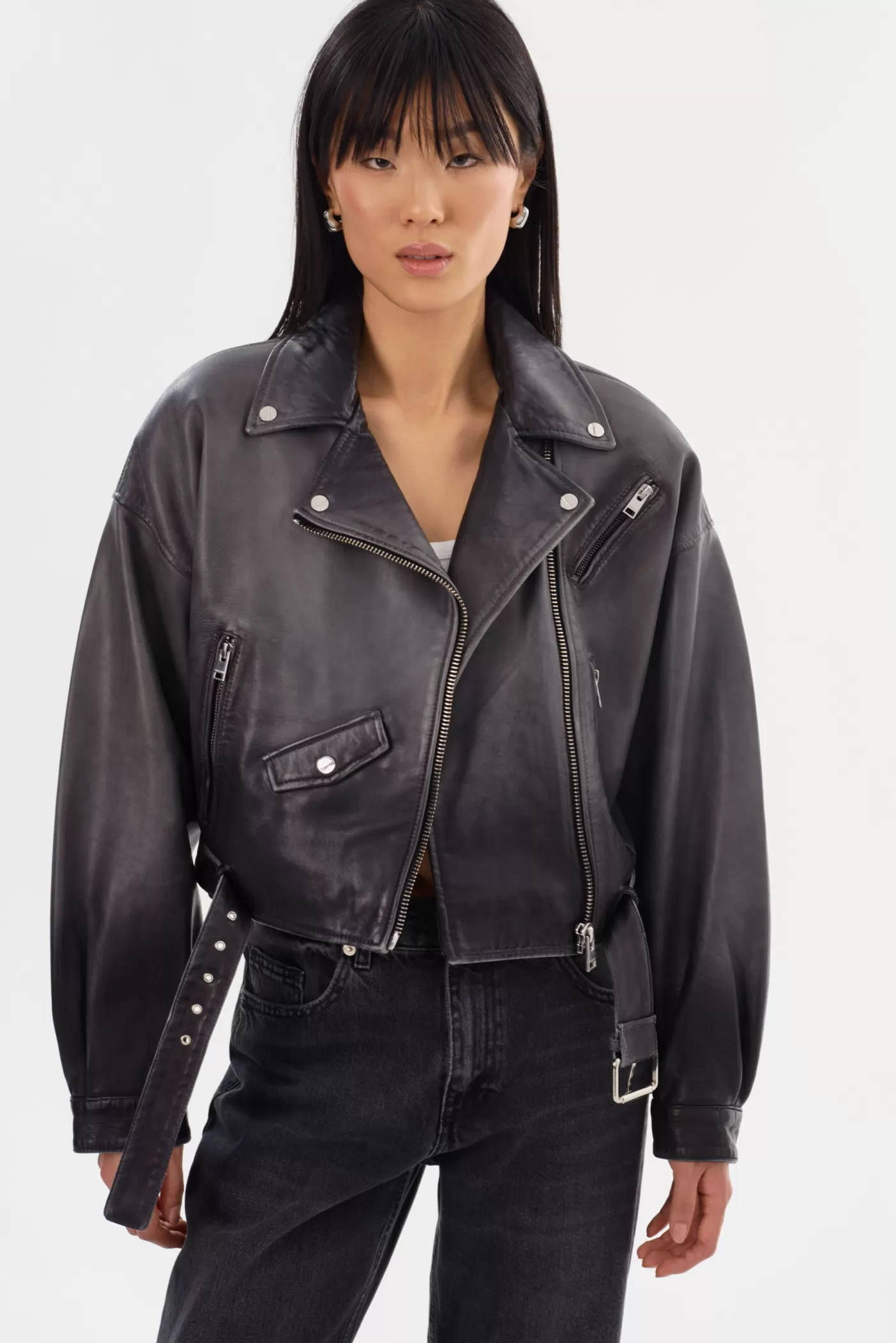 LAMARQUE DYLAN | 80's Leather Biker Jacket Black Shadow Discount