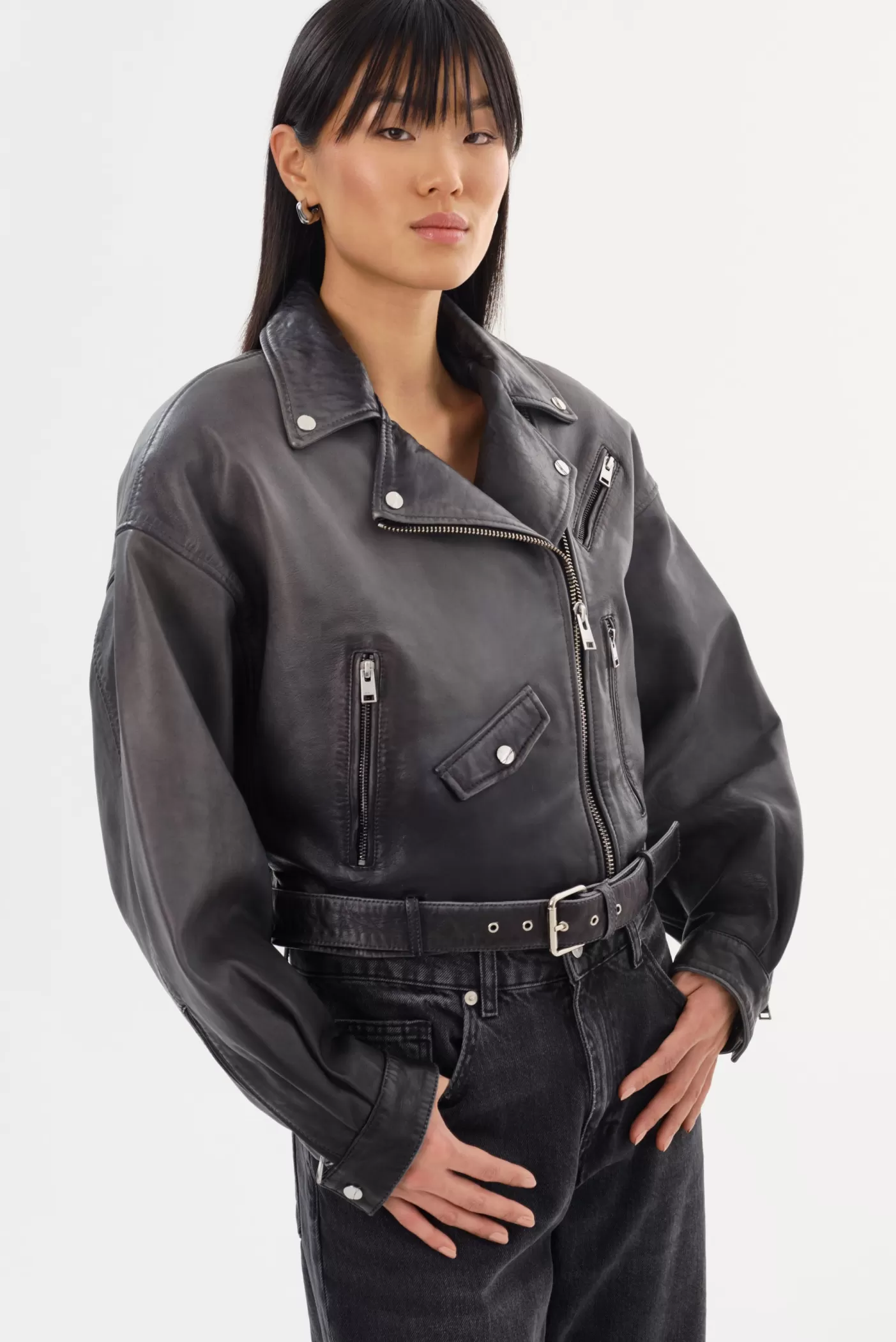 LAMARQUE DYLAN | 80's Leather Biker Jacket Black Shadow Discount