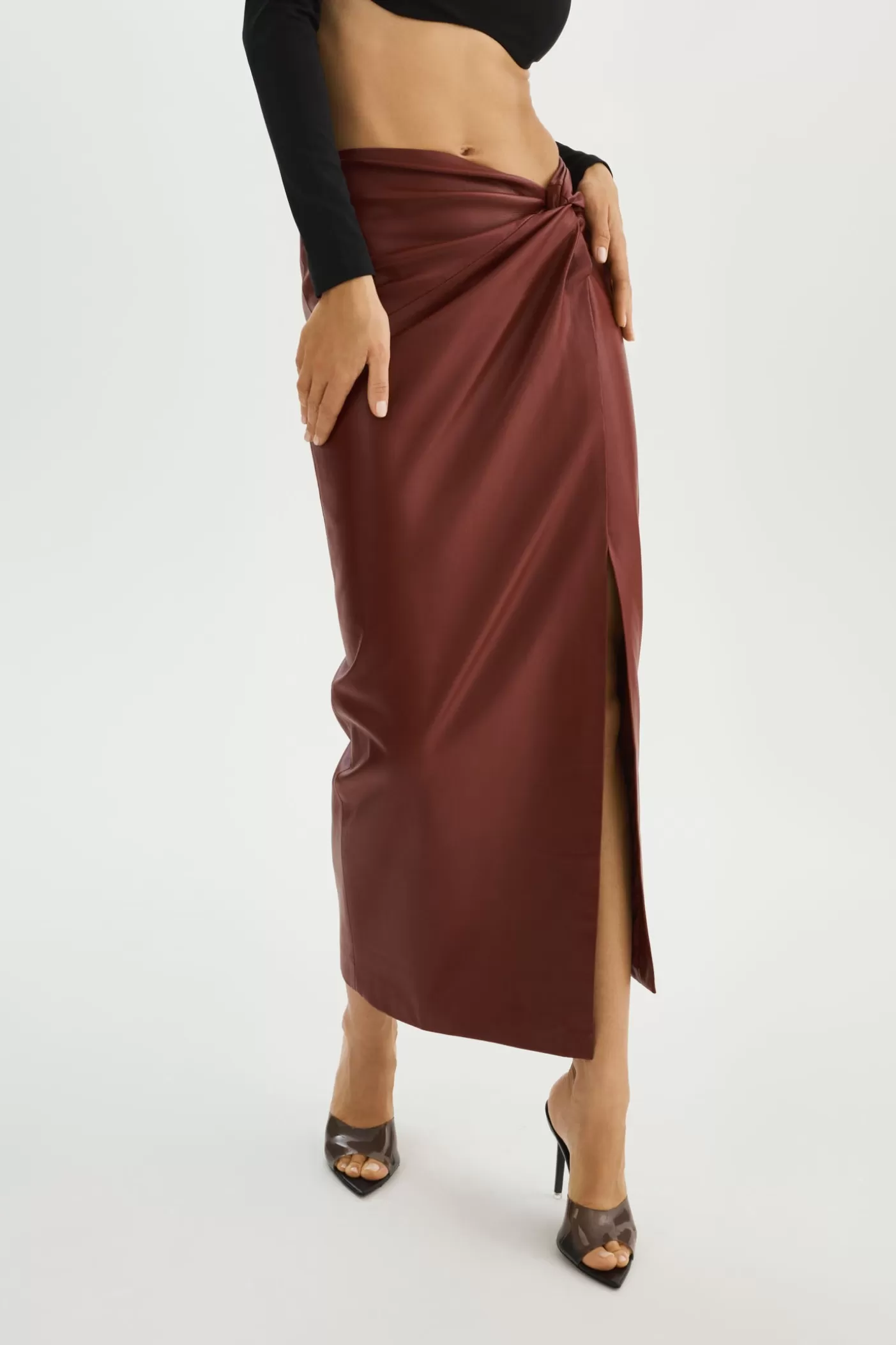 LAMARQUE EILEEN | Jupe Longue En Similicuir SYRAH Cheap