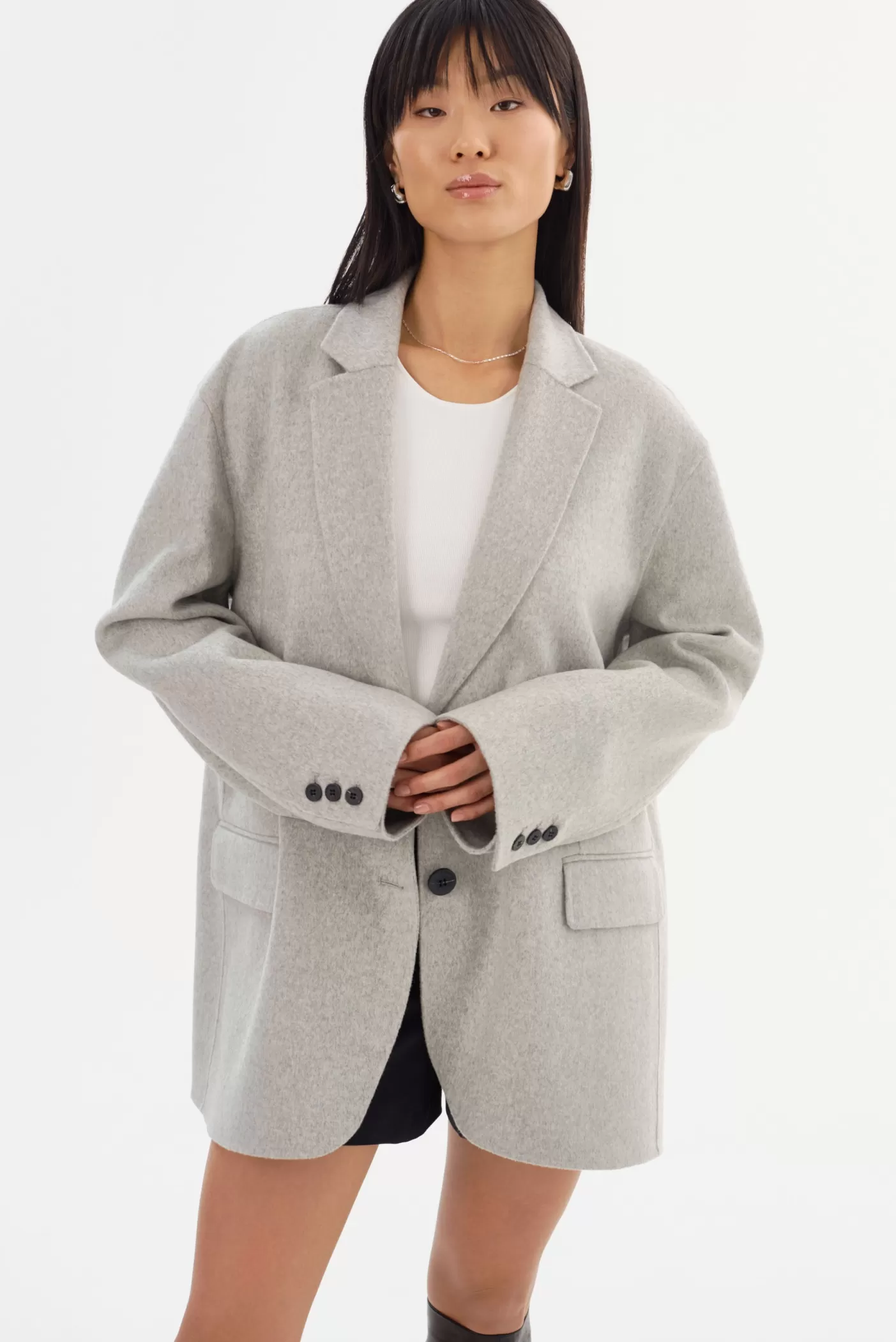 LAMARQUE ENNIS | Blazer Surdimensionné En Laine Gris Clair Fashion