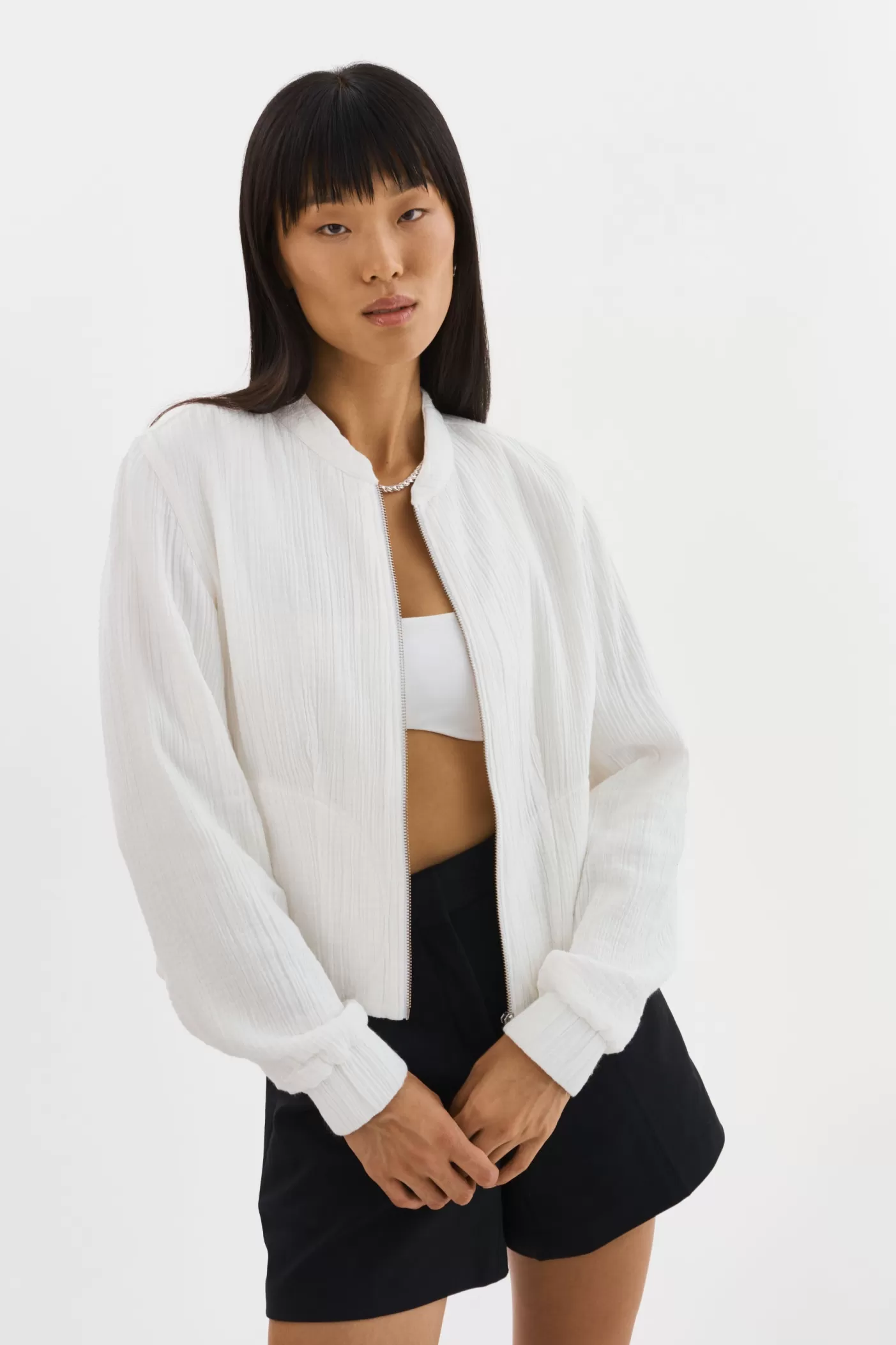 LAMARQUE ENRICA | Blouson Bomber En Coton Blanc cassé Clearance