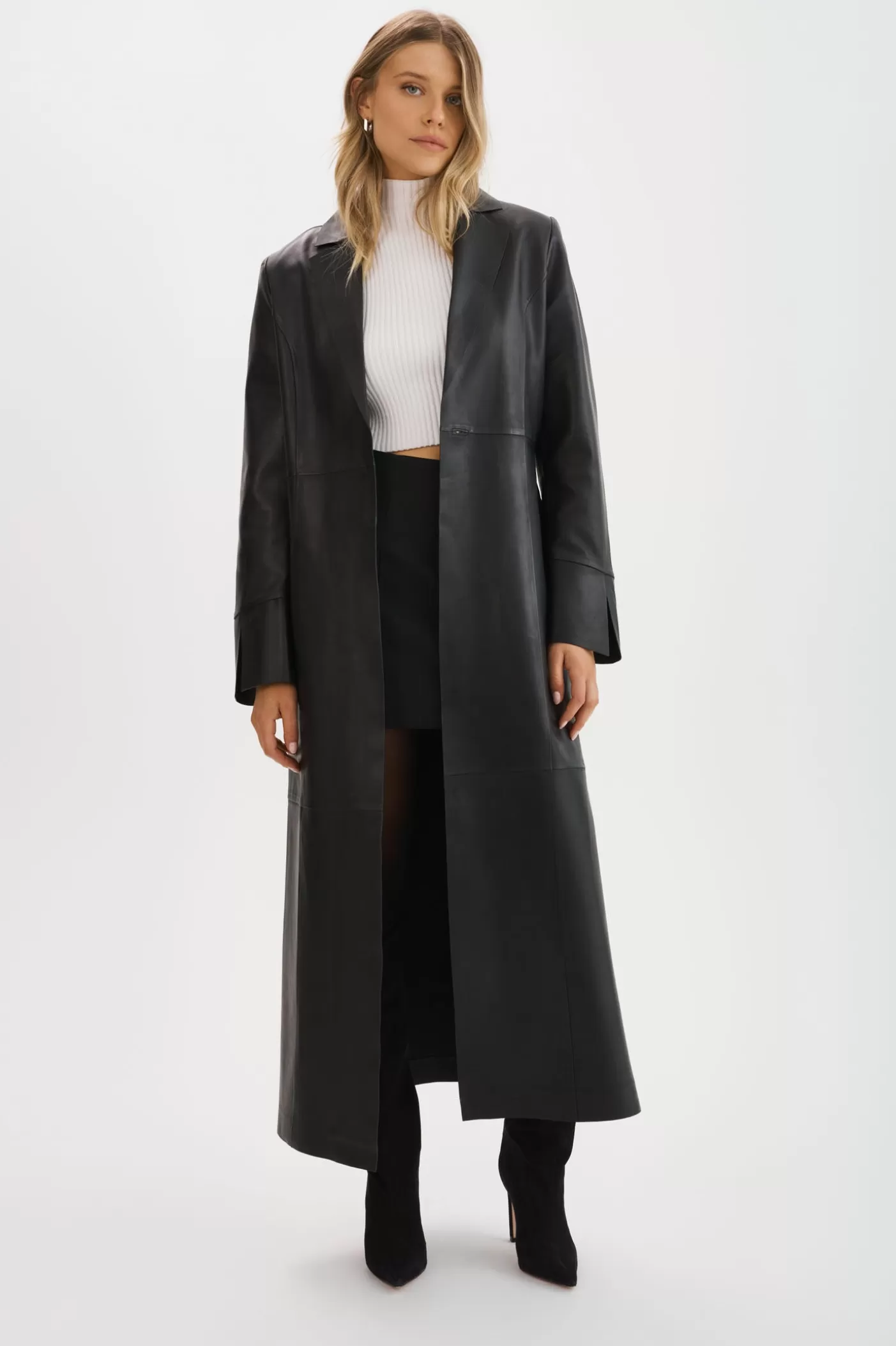 LAMARQUE EVANNA | Manteau Long En Cuir Noir New