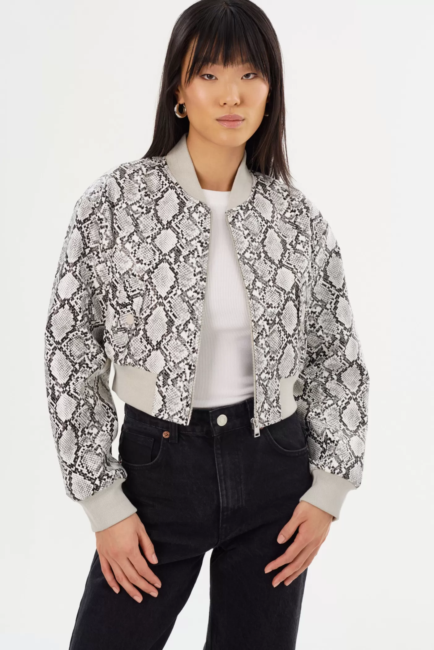 LAMARQUE EVELIN | Bomber Court En Similicuir Python Print Store