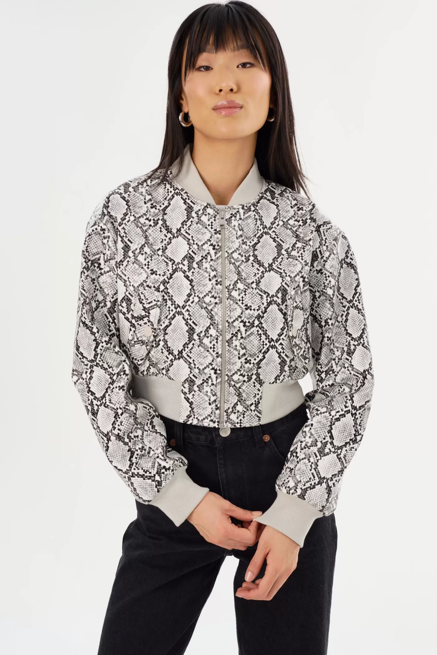 LAMARQUE EVELIN | Bomber Court En Similicuir Python Print Store