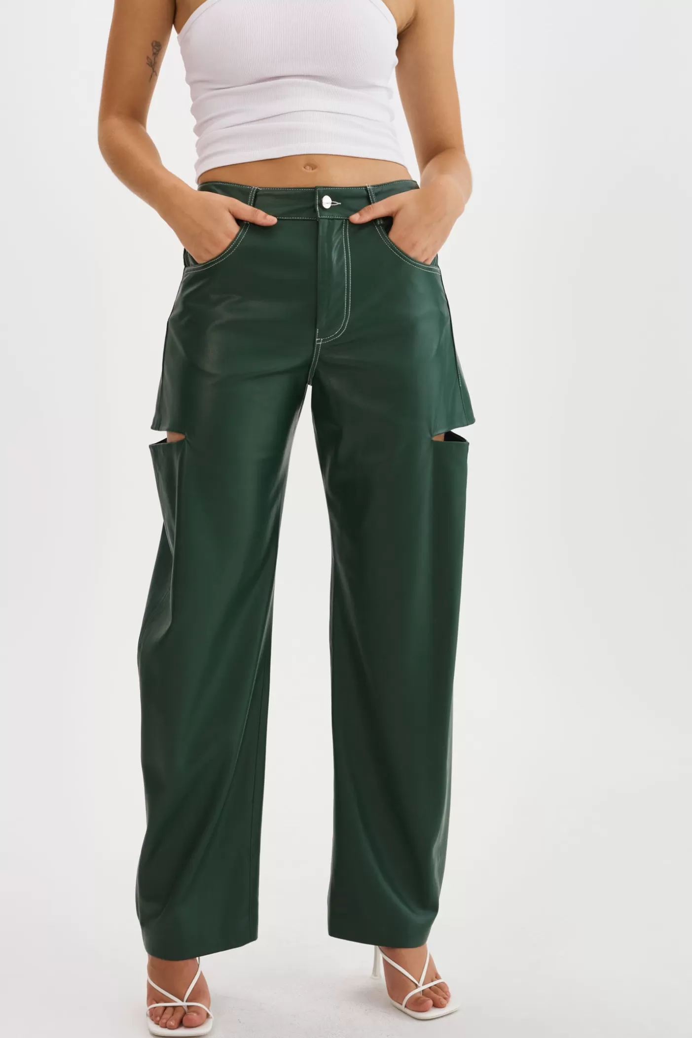 LAMARQUE FALEEN | Pantalon Ample En Similicuir Vert alpin Best