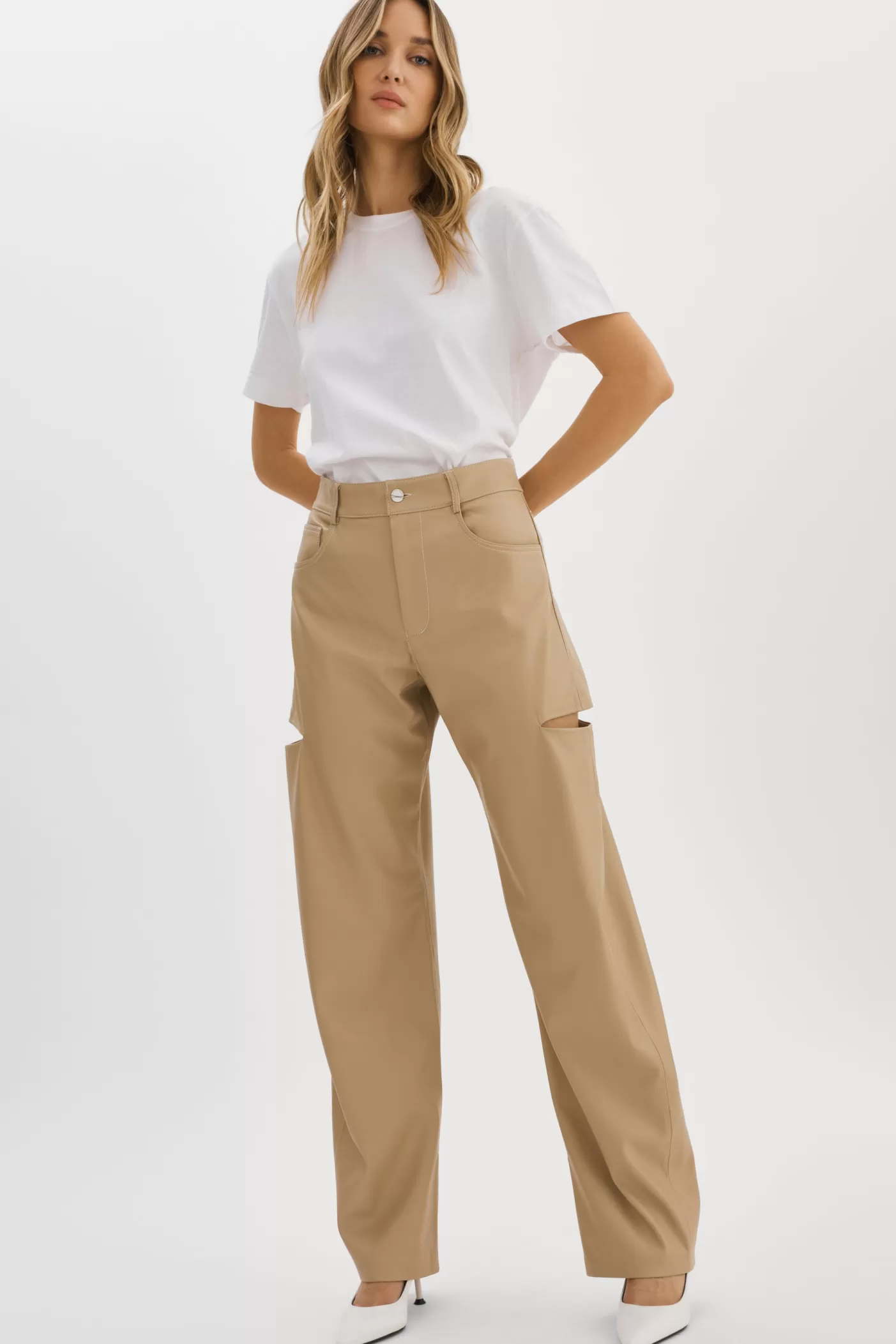 LAMARQUE FALEEN | Pantalon Ample En Similicuir Blé Cheap