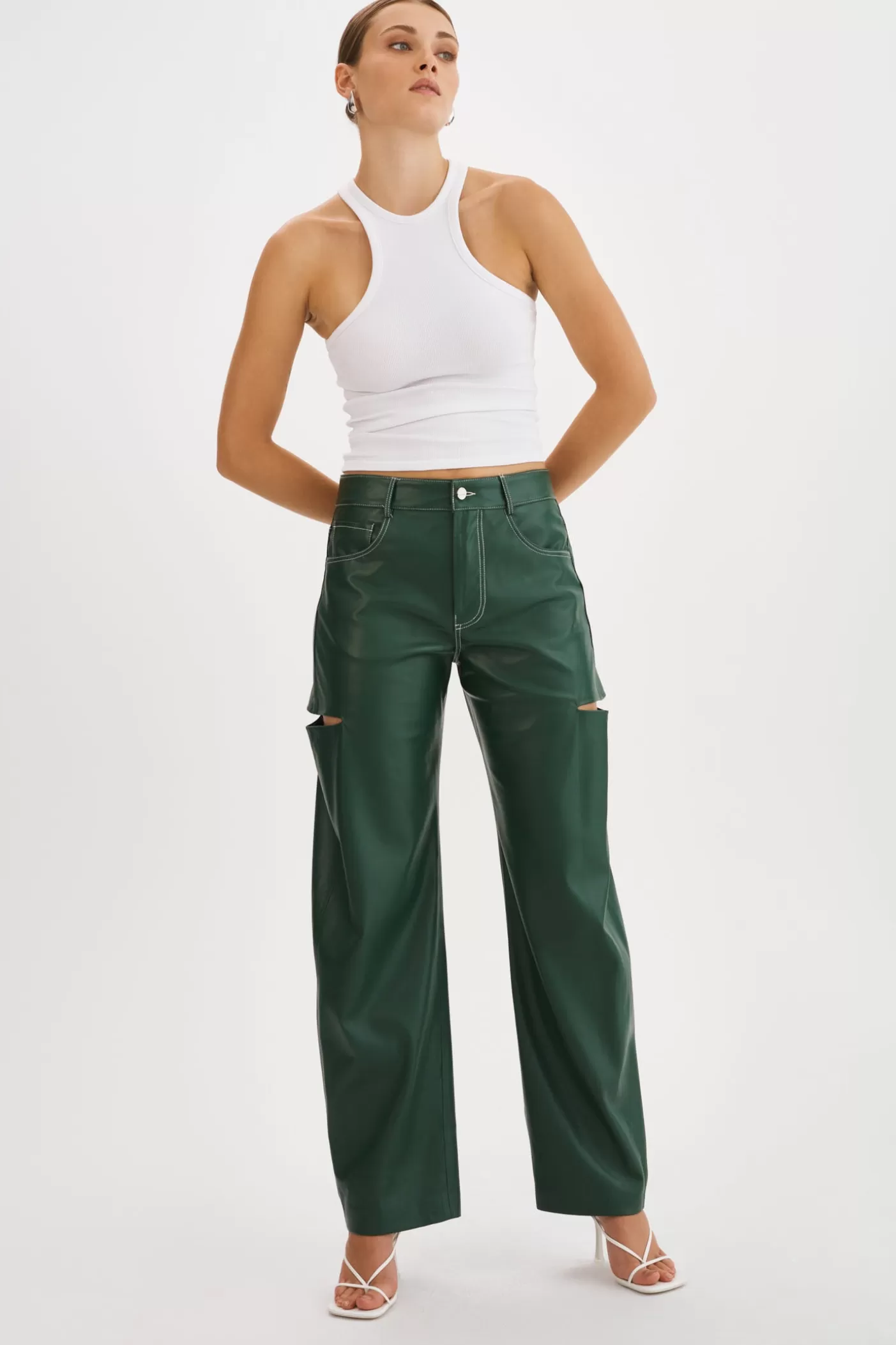 LAMARQUE FALEEN | Pantalon Ample En Similicuir Vert alpin Best