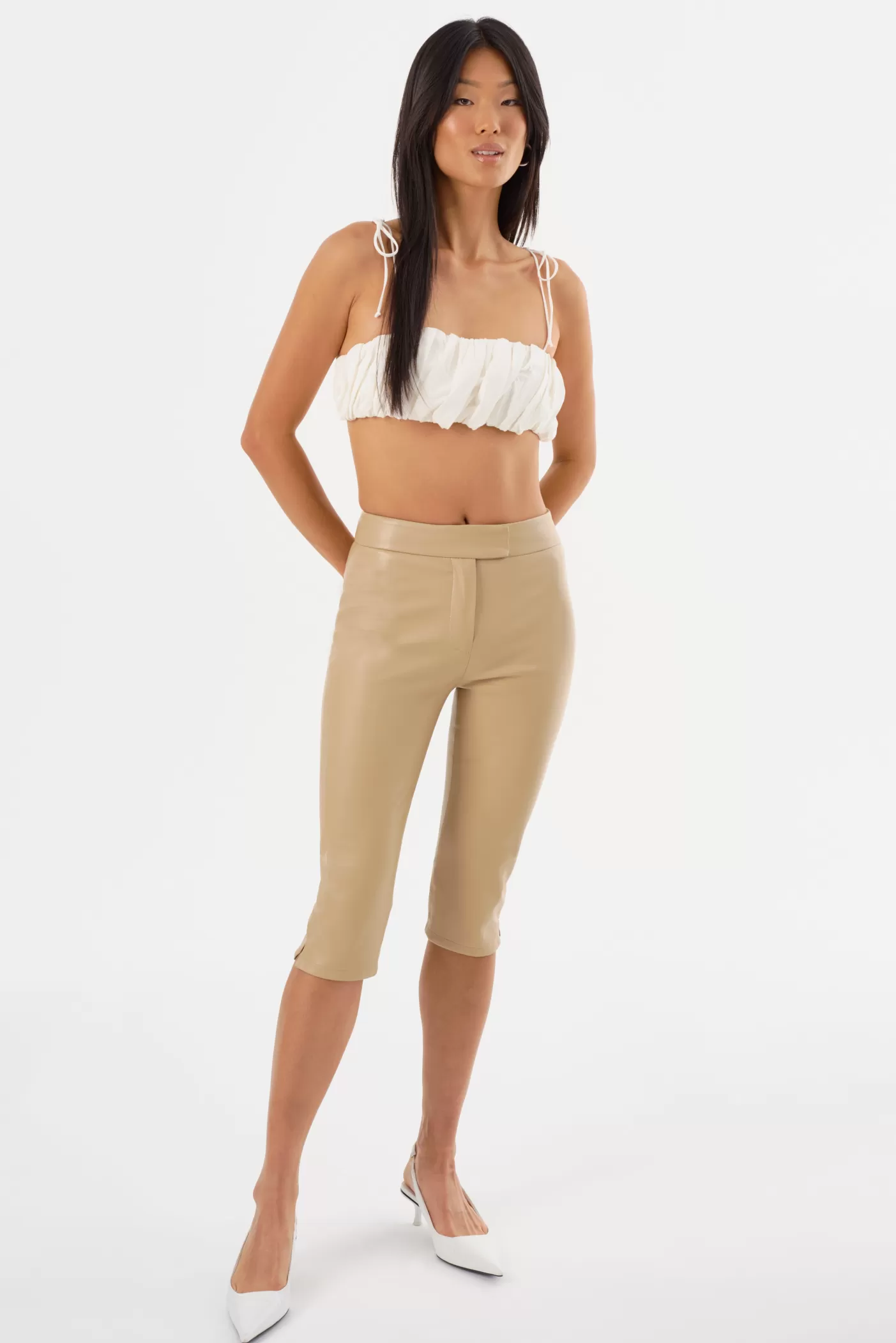 LAMARQUE FAYA | Pantalon Capri En Similicuir Blé Best