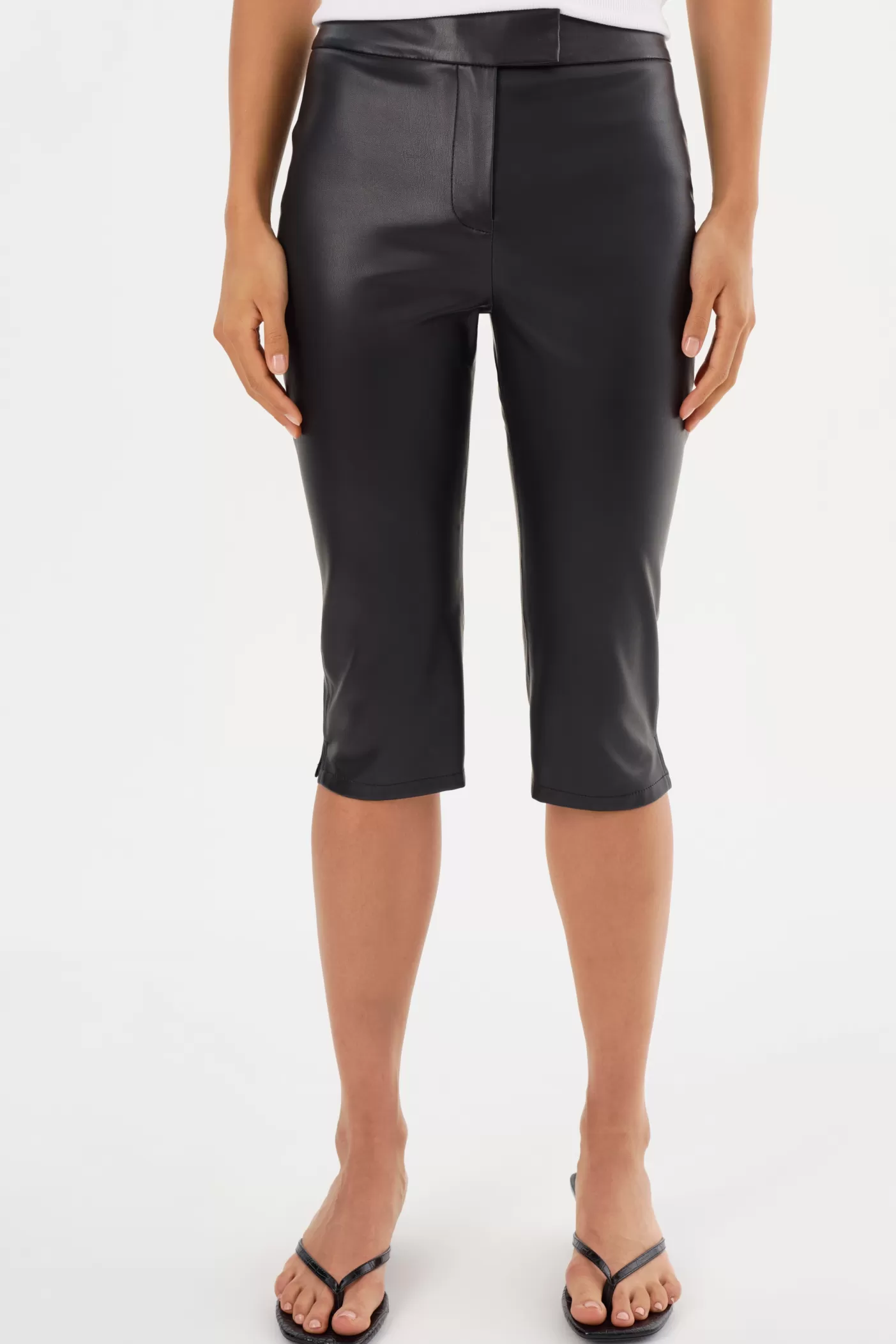 LAMARQUE FAYA | Pantalon Capri En Similicuir Noir Discount