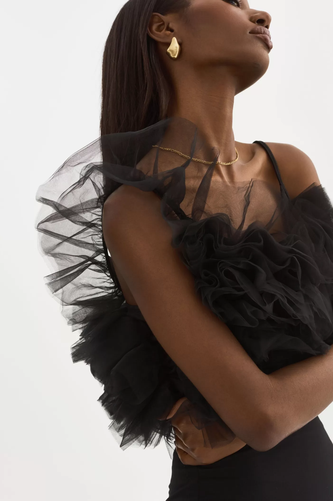 LAMARQUE FELETA | Top à Volants En Tulle Noir Best Sale