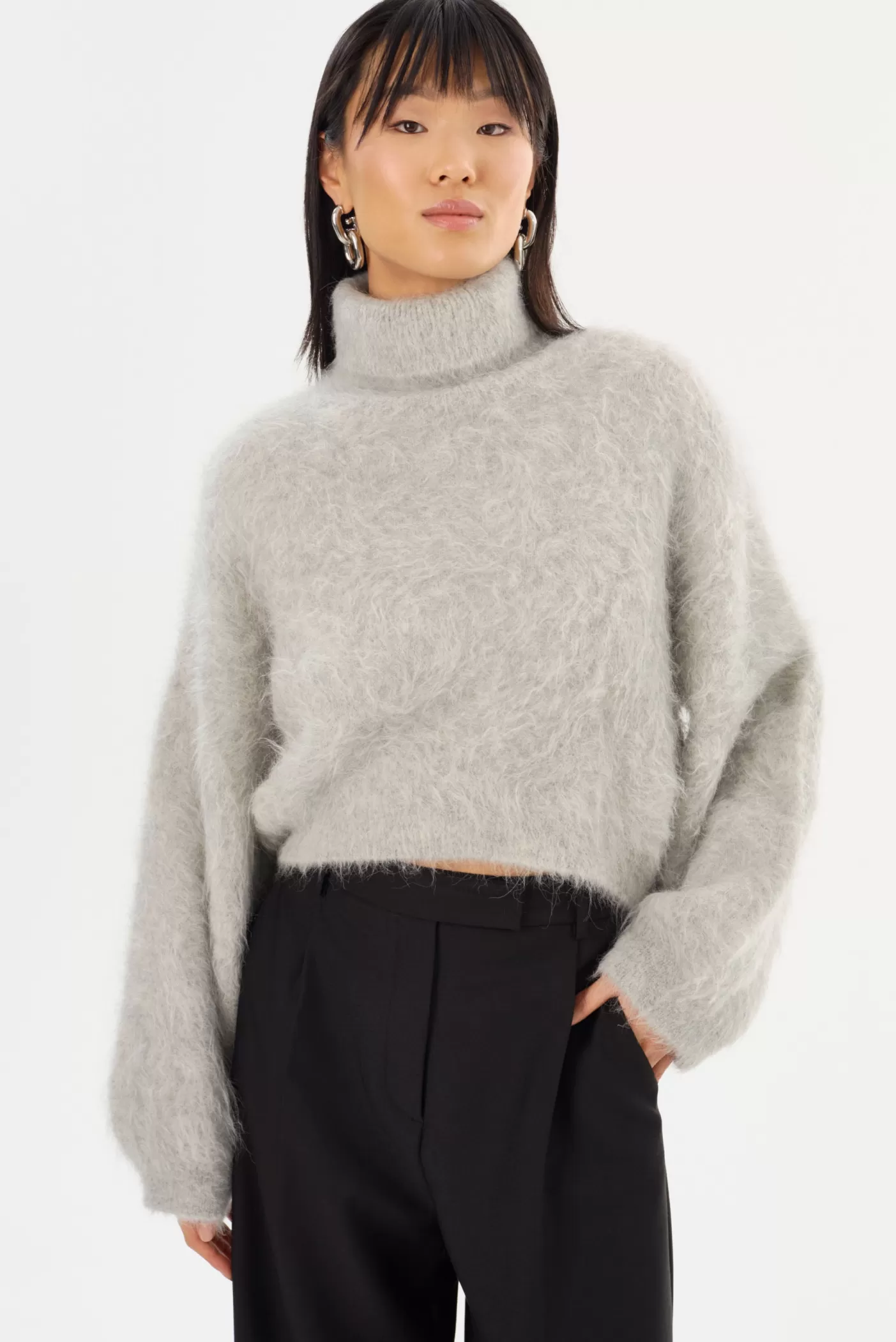 LAMARQUE GARCELLE | Wool Turtleneck Sweater Heather Grey Fashion