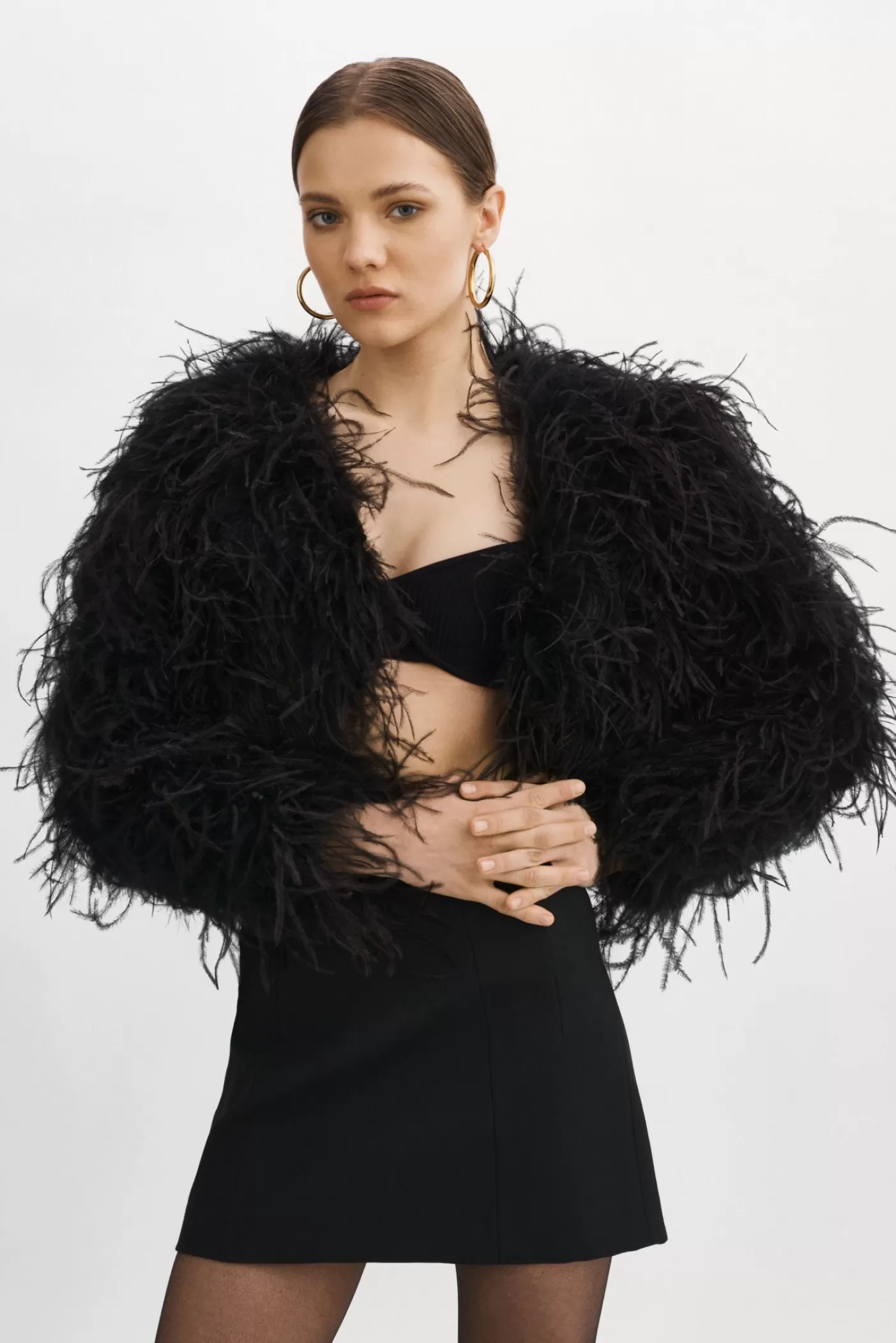 LAMARQUE HALLIE Veste En Plumes D'autruche Noir Cheap