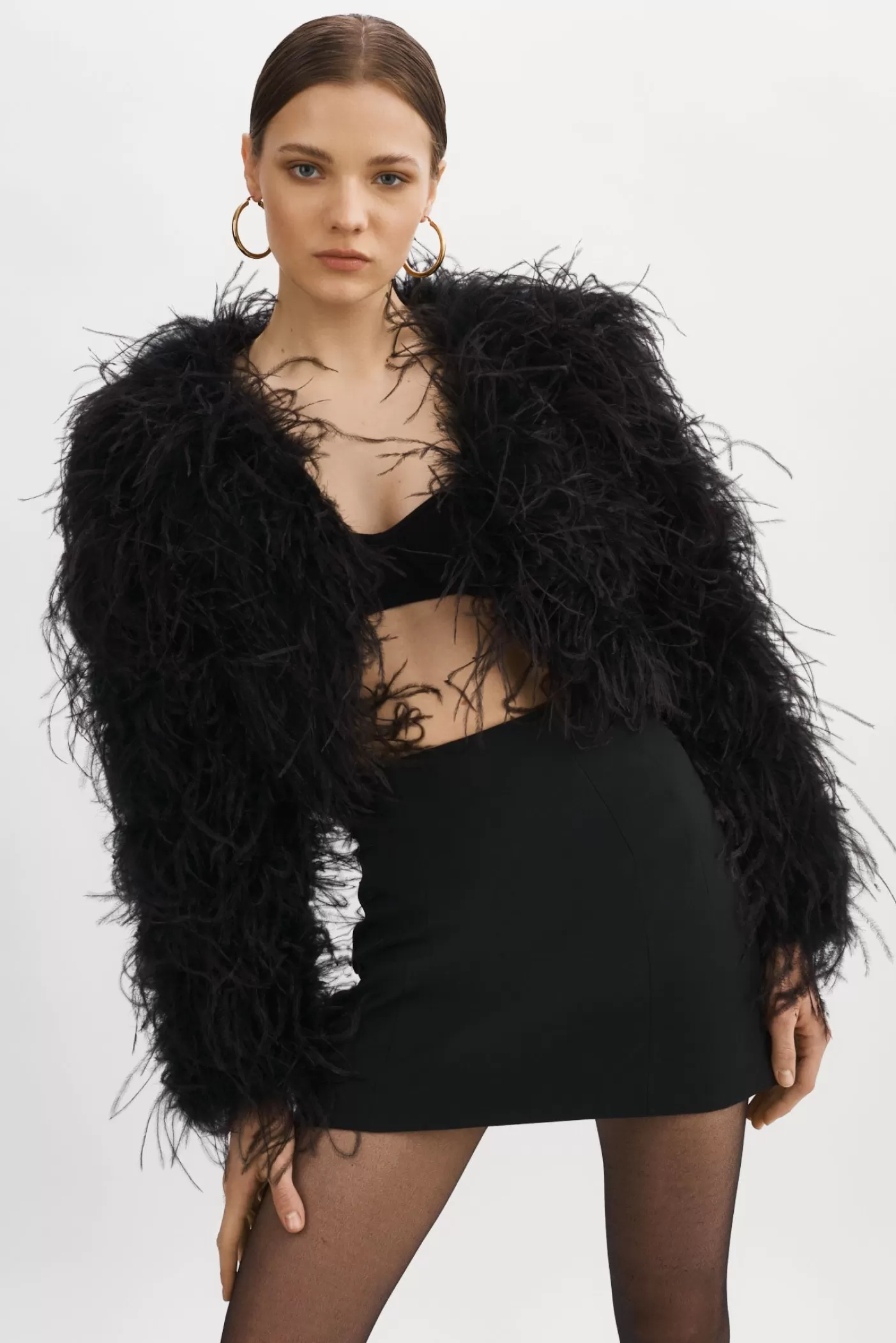 LAMARQUE HALLIE Veste En Plumes D'autruche Noir Cheap