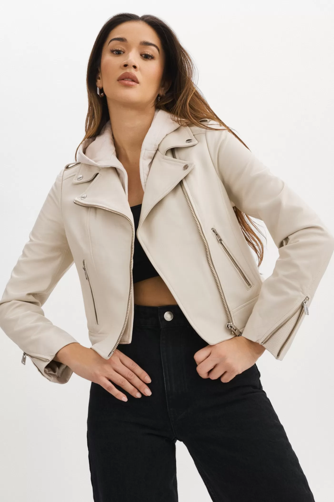 LAMARQUE HOLY | Veste Moto En Cuir Avec Capuchon Amovible Os Best